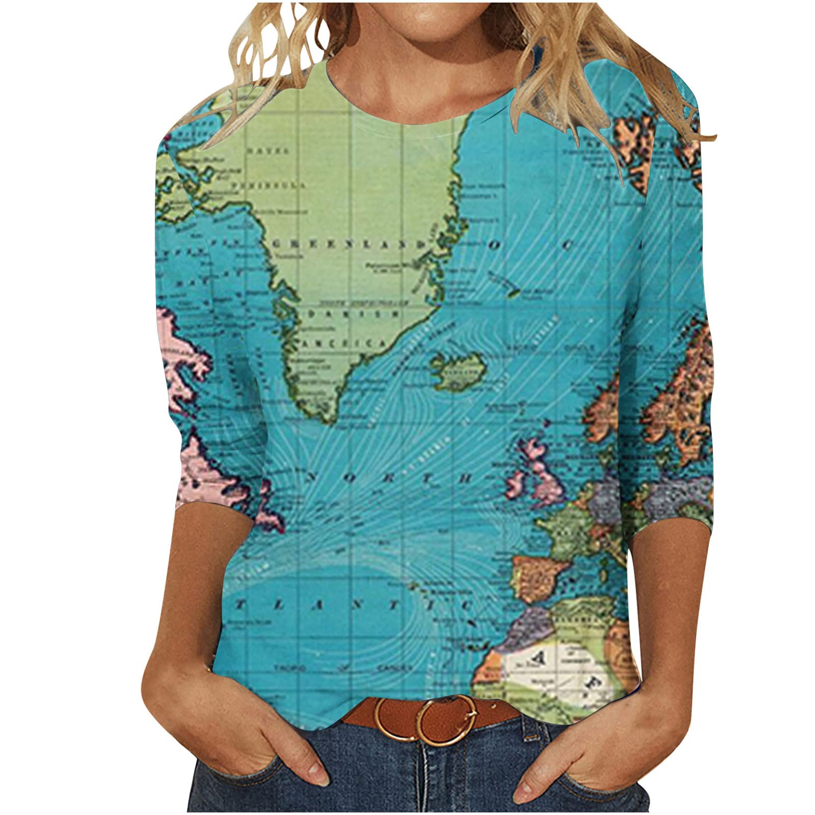 Women's Western Shirts - Short Sleeve Crewneck Casual Top for Everyday Wear
