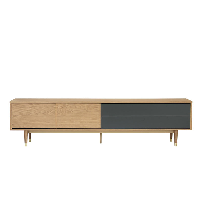Houston Entertainment TV Stand 200cm - Modern Natural & Grey Wood Media Console for Living Room, Bedroom, Home Theater Setup