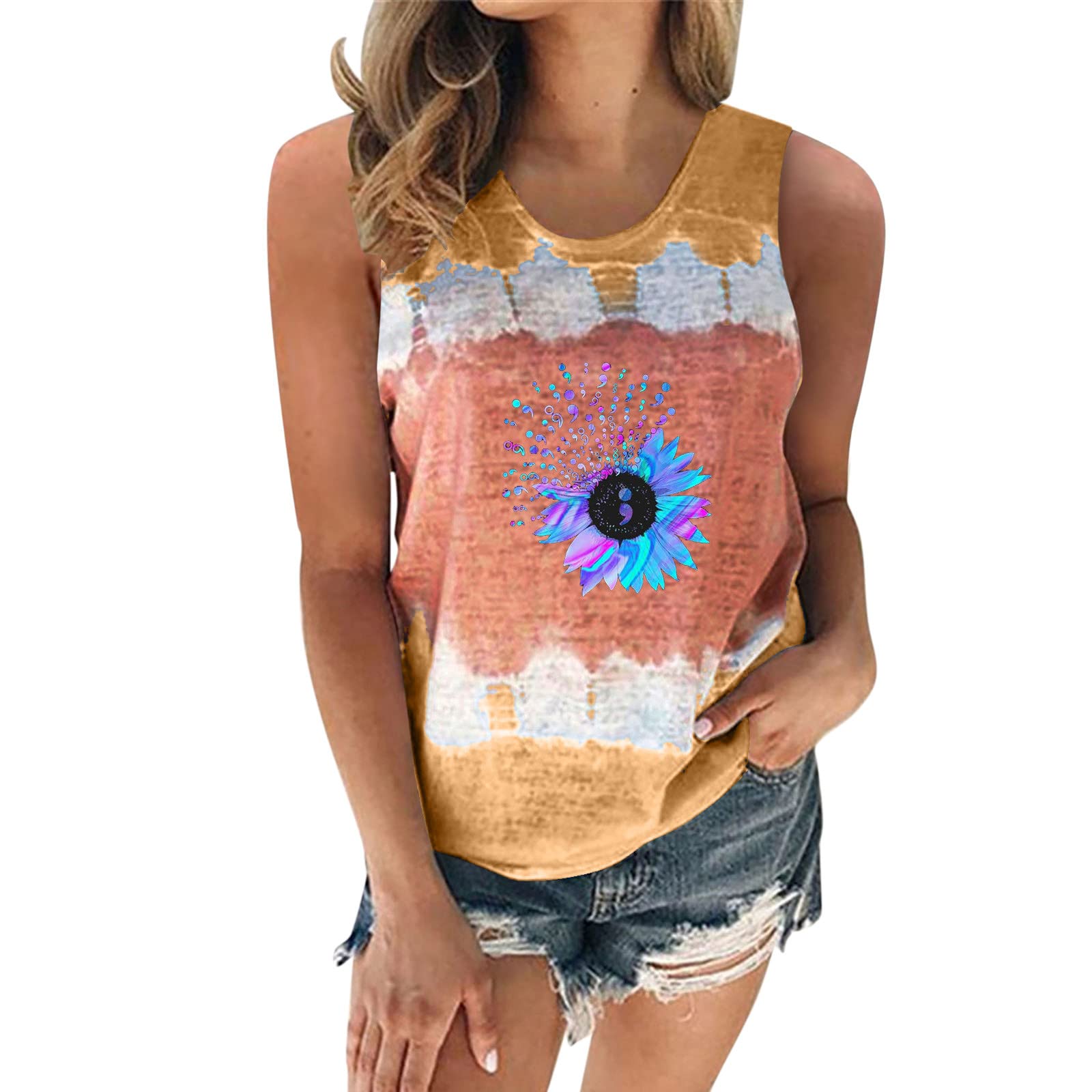 Women's Summer Tops - Casual Loose Fit Comfortable Racerback Tank Tops & Short Sleeve Tunic Blouses | Perfect for Beach Outings, Yoga, and Everyday Wear