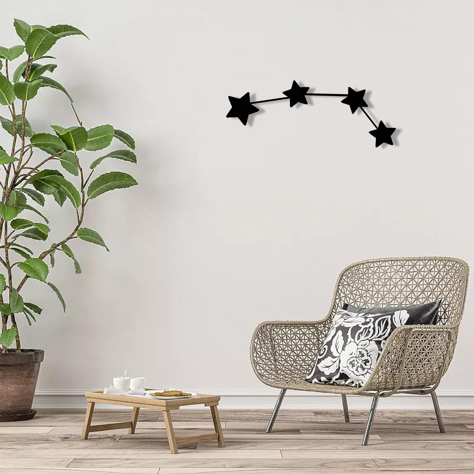 Yumcake Aries Zodiac Metal Wall Art - Black Constellation Sign Decor for Home & Outdoor - Boho Astrology Room Plaque (19x7 inches) - Perfect for Bedroom, Living Room, Office & Garden Decor