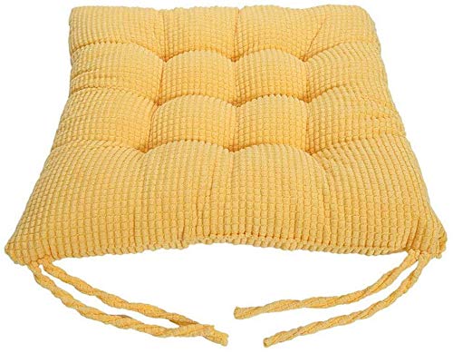 FAJIAYI 16x16 Inch Non-Slip Seat Cushions - Washable & Durable Lace Chair Pads for Office, Home, Car - Set of 2 Yellow Cushions - Perfect for Desk Chairs, Dining Chairs & Car Seats