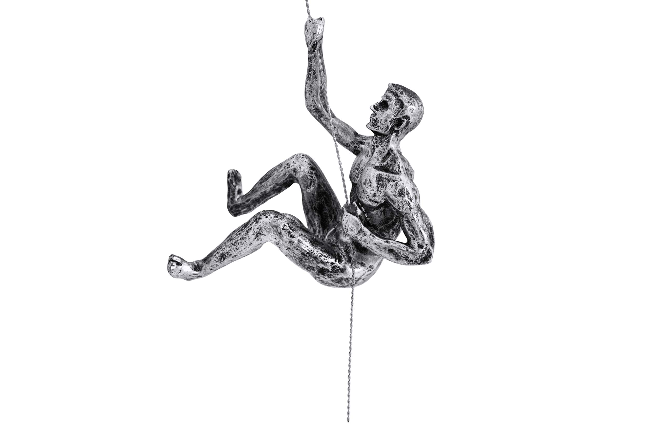 5X Large Antique-Silver Climbing Abseiling Figurines Set - 5 Resin & Metal Bungee Jumping Men Wall Decor Sculptures - Perfect for Adventure-Themed Home Decor, Office Wall Art, Rock Climbing Enthusiast Gifts - Ideal for Living Room, Bedroom, and Outdoor Adventure Spaces