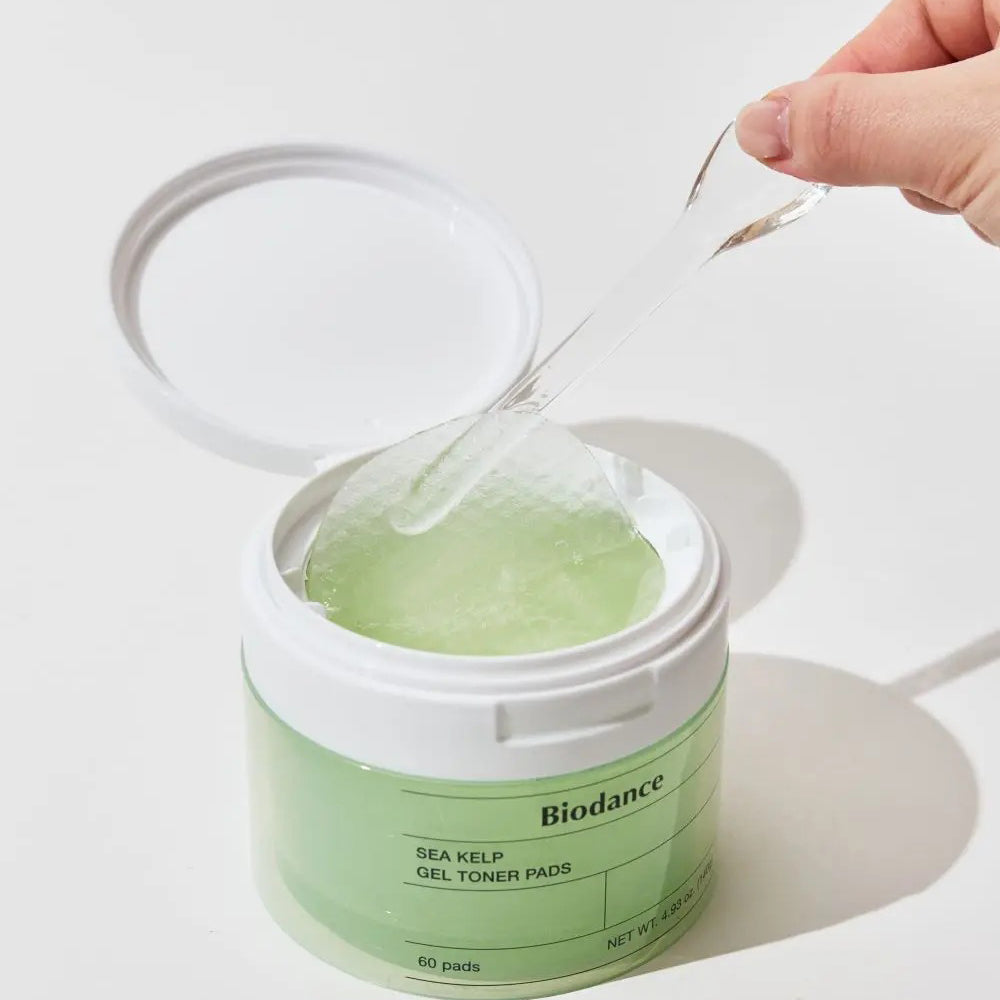 Biodance Sea Kelp Gel Toner Pads - 60 Exfoliating Facial Pads (140g) for Hydrating & Brightening Skin | Perfect for Daily Skincare Routine & Travel