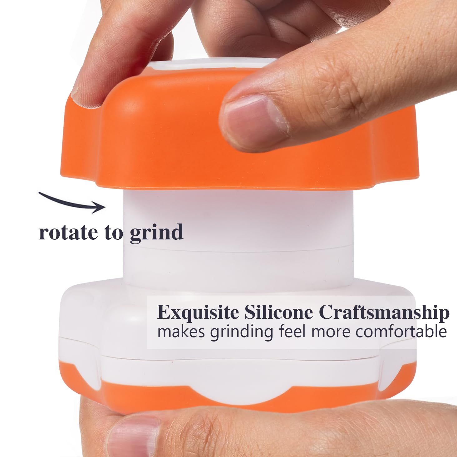 Johnbee Pill Crusher & Grinder - Fine Powder for Easy Medication - Storage Compartment & Silicone Edges - Grind Multiple Pills at Once - Includes Cleaning Brush (Orange) - Perfect for Elderly Care, Family Use & Pet Medication