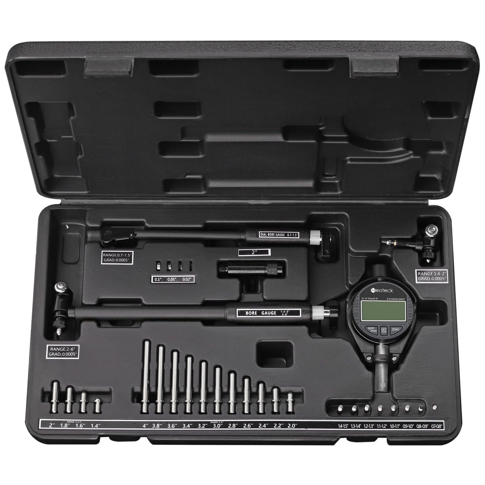 Neoteck Digital Dial Indicator Bore Gauge Set - 0.7