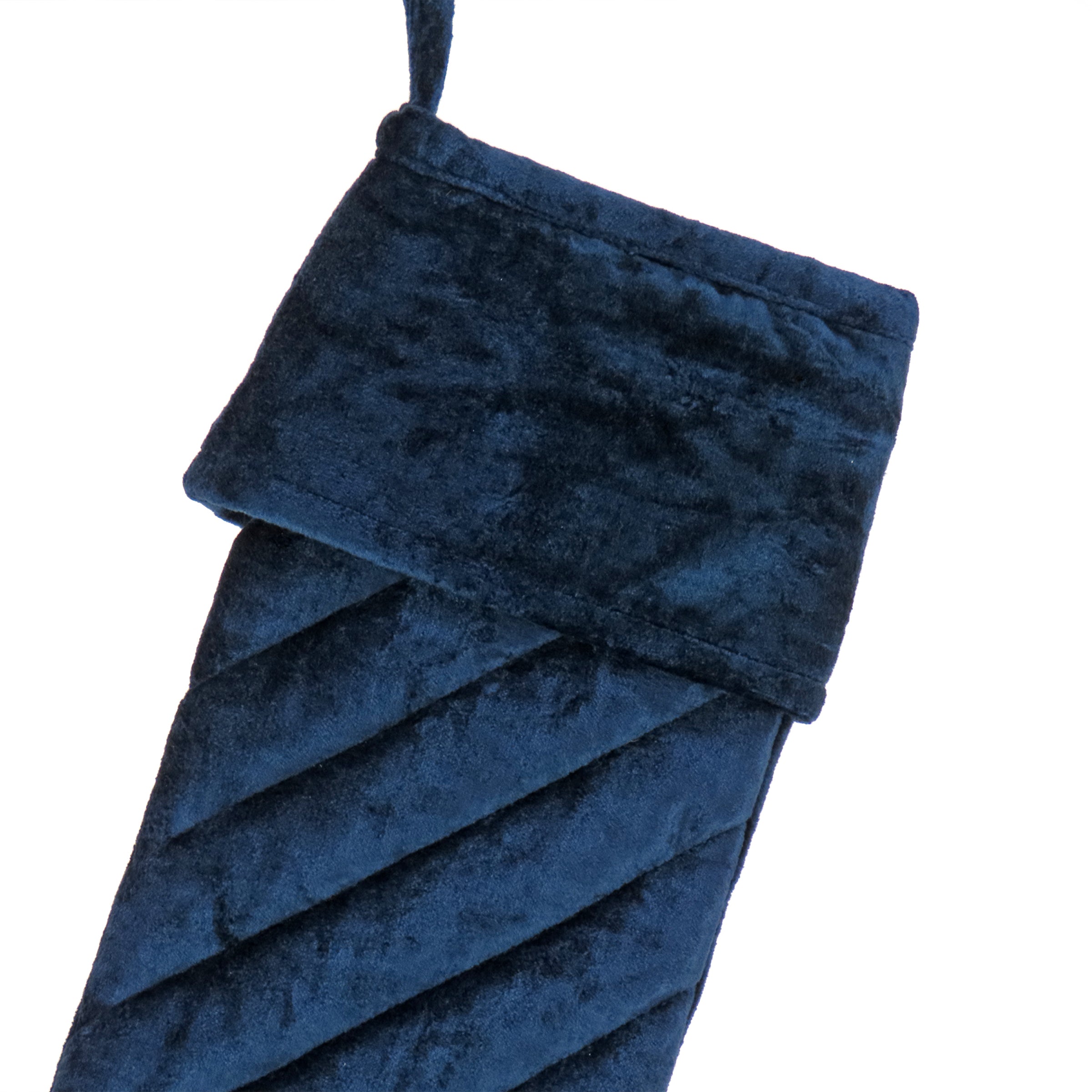 19-Inch HGTV Home Collection Quilted Velvet Christmas Stocking - Blue Holiday Decoration for Fireplace Mantel & Festive Home Decor