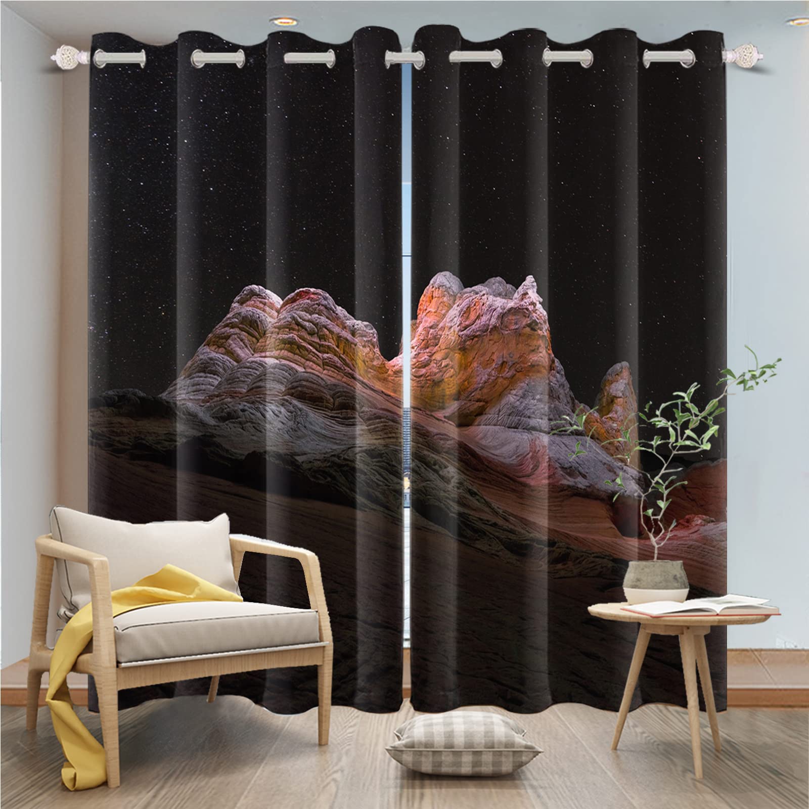 Baocicco Western Curtains - American Desert Panorama Themed Blackout Drapes for Living Room & Bedroom, Set of 2 Panels (96