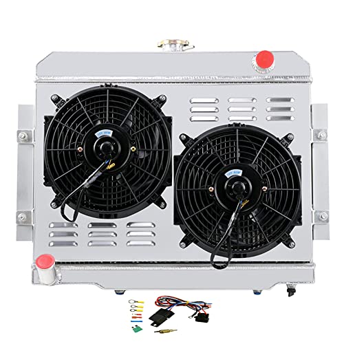 4 Row All Aluminum Radiator with Shroud & Fan Kit - Compatible with 1972-1986 Jeep CJ5, CJ6, CJ7 & Scrambler (4.2L L6 / 5.0L V8 Gas Engine) - Heavy Duty Cooling Upgrade for Off-Road & Hot Weather Driving