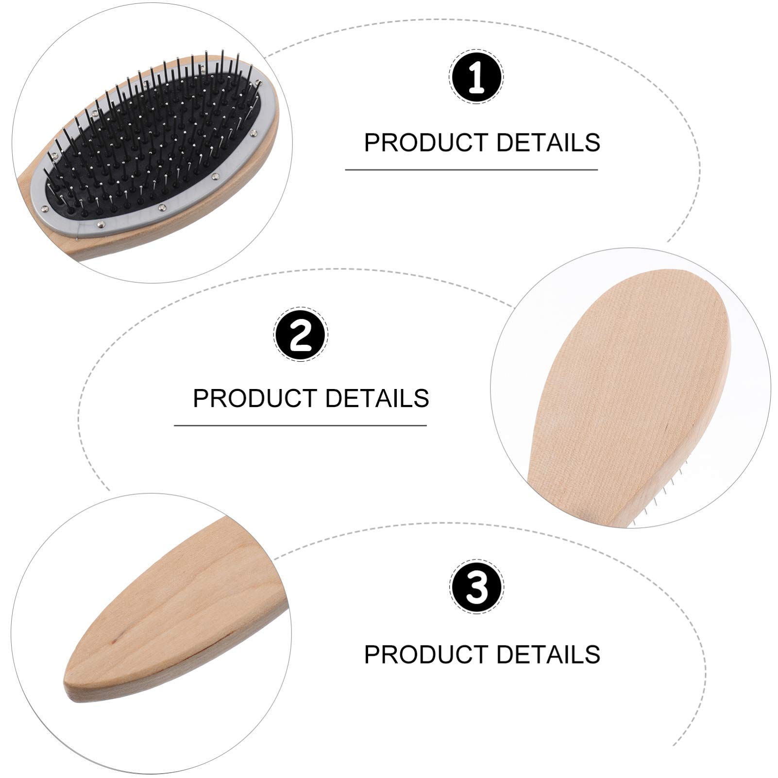 2pcs Wooden Hair Brush with Steel Bristles - Detangling Comb for Smooth Hair Care