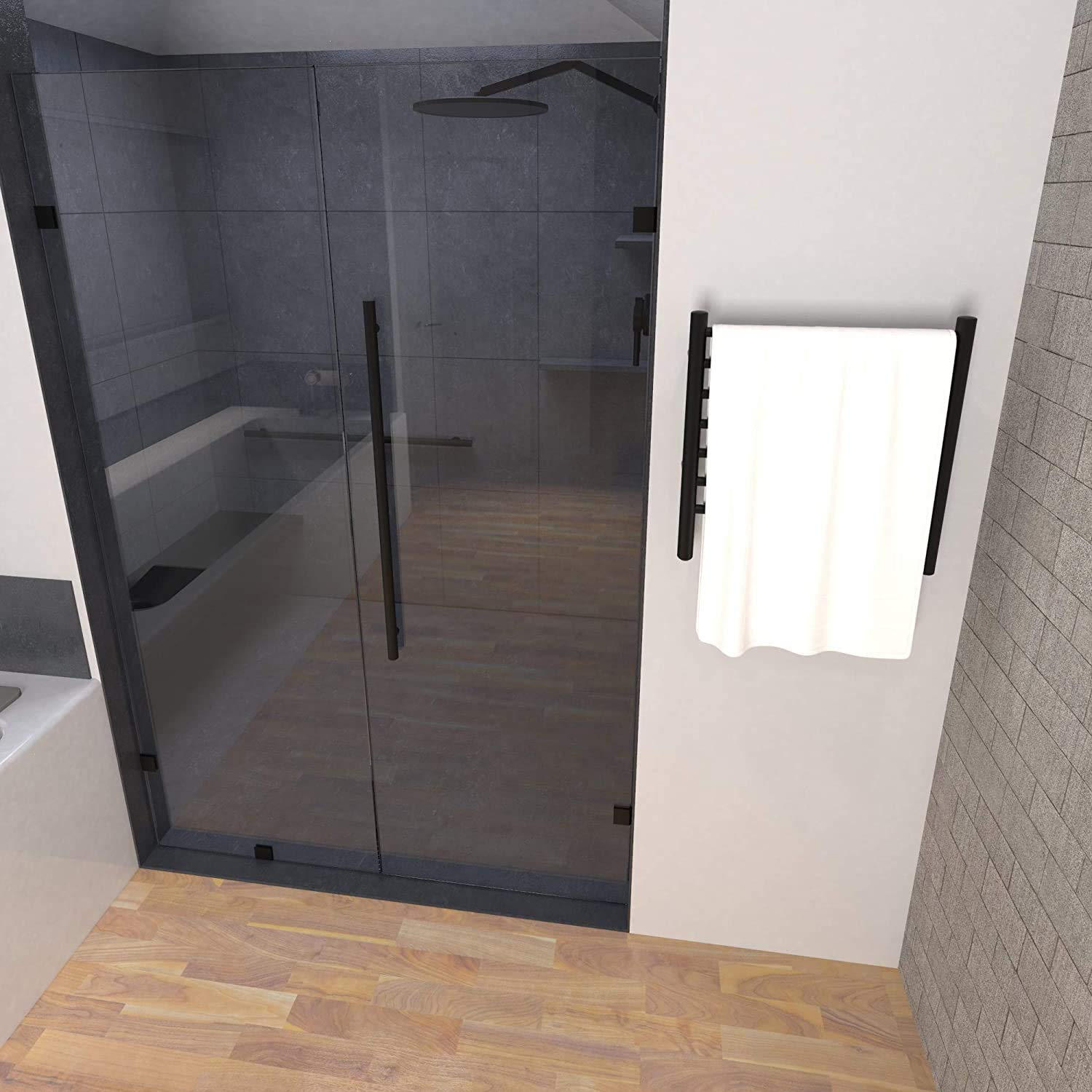 Amba RWHS-SMB 7-Bar Radiant Towel Warmer - Hardwired & Plug-in Combo in Matte Black - Perfect for Bathrooms, Spas & Luxury Homes