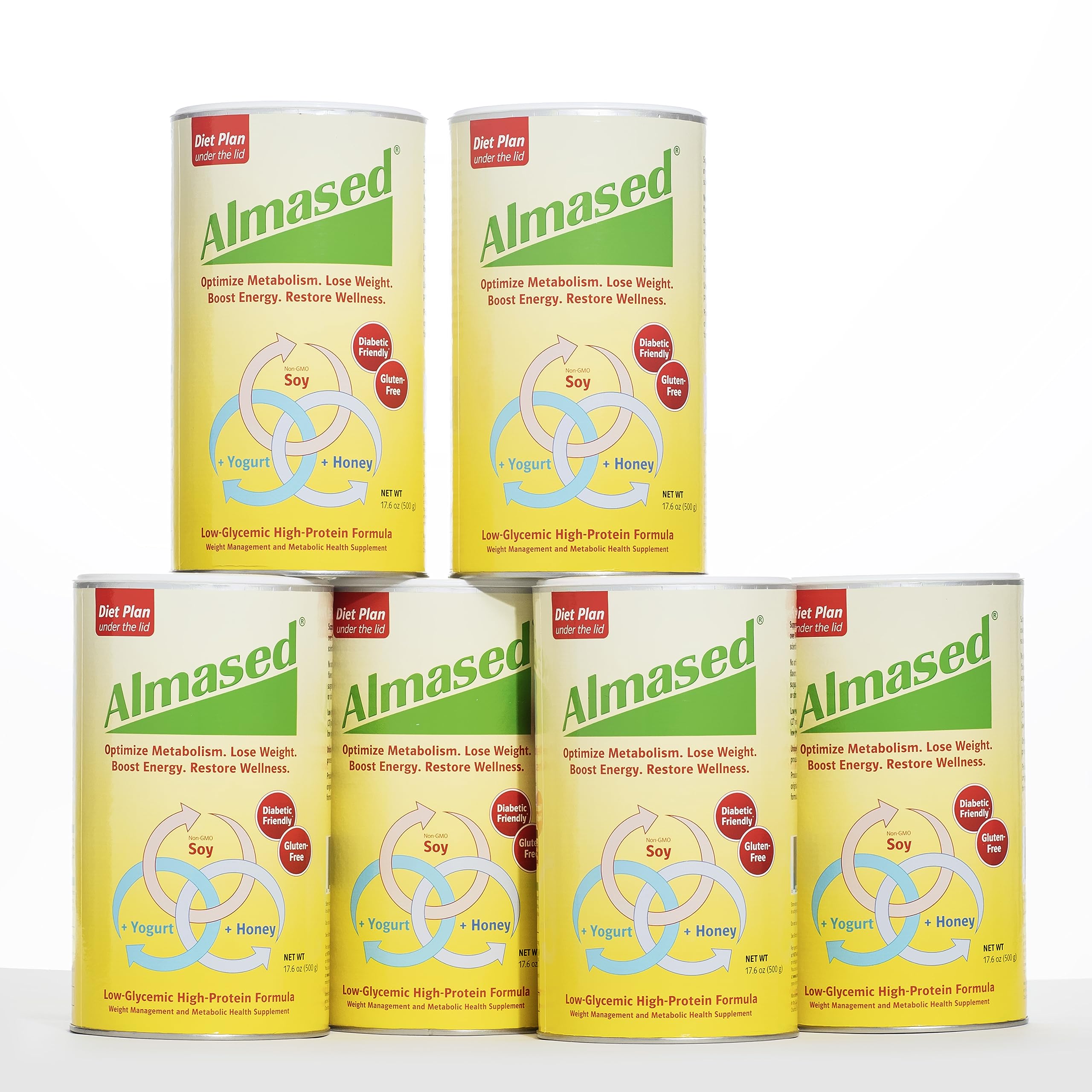 Almased Meal Replacement Shake - 6 Pack | Plant-Based Protein Powder | Non-GMO, Gluten Free, Vegan | 17.6 oz per Bottle - Ideal for Weight Loss, Detox & Busy Lifestyles