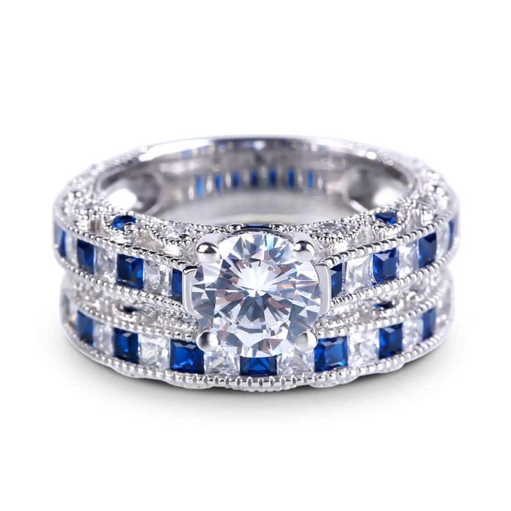 Jeulia CZ Solitaire Engagement Ring Set - Vintage Halo Round Cut Sterling Silver Wedding Band & Promise Ring with Jewelry Box - Perfect for Anniversaries, Proposals & Bridal Jewelry Gifts