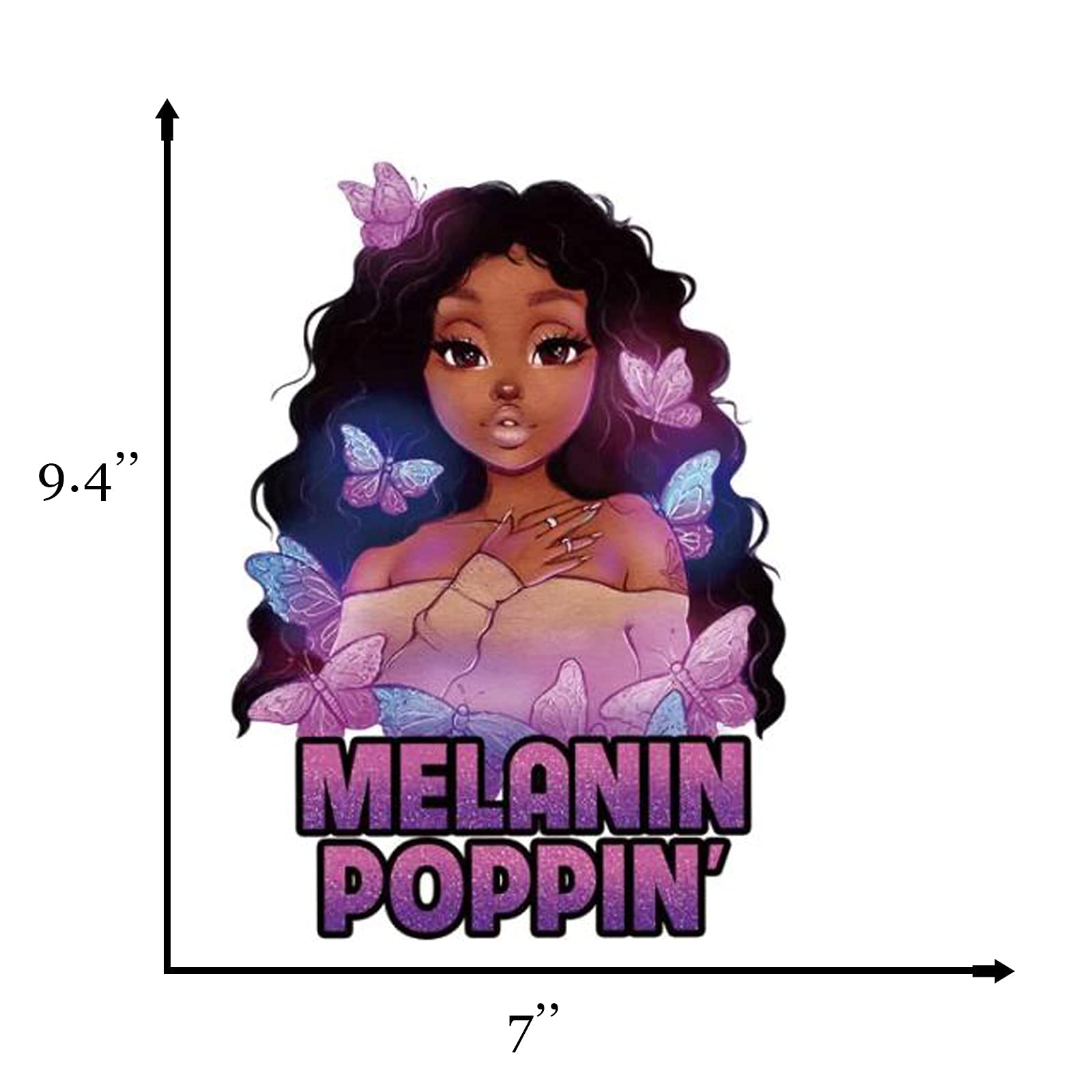 Trendy Melanin Poppin Heat Transfer Iron-On Patches for T-Shirts, Hoodies & Pillows - DIY Clothing Design & Customization - Perfect for Streetwear, Gifts & Home Decor