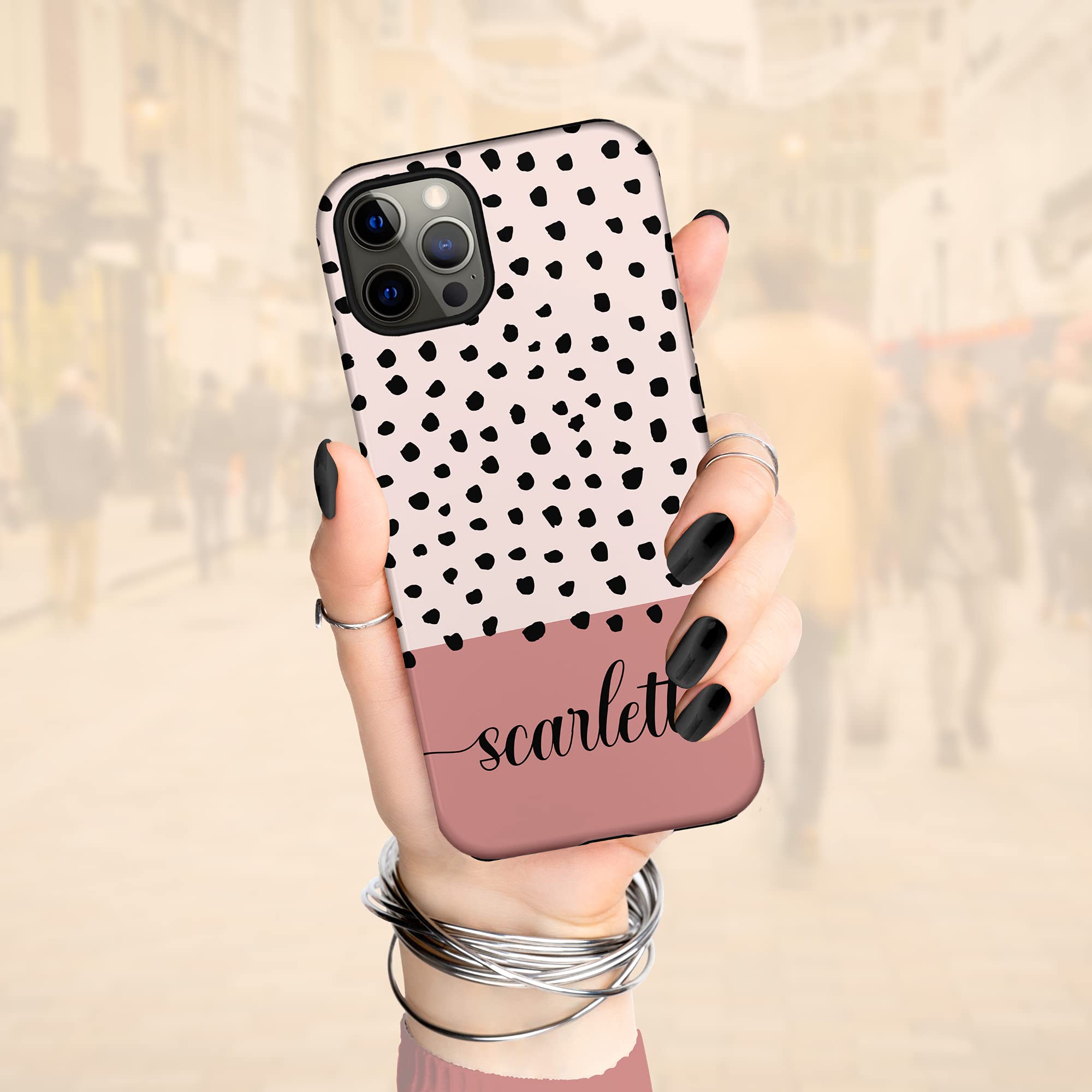 Custom Polka Dot Phone Case - Personalized Name Design for iPhone 16 Plus/15 Pro Max/14/13 Mini/12/11/X/XS Max/XR/7/8 - Cute Protective Cover for School, Work & Everyday Use