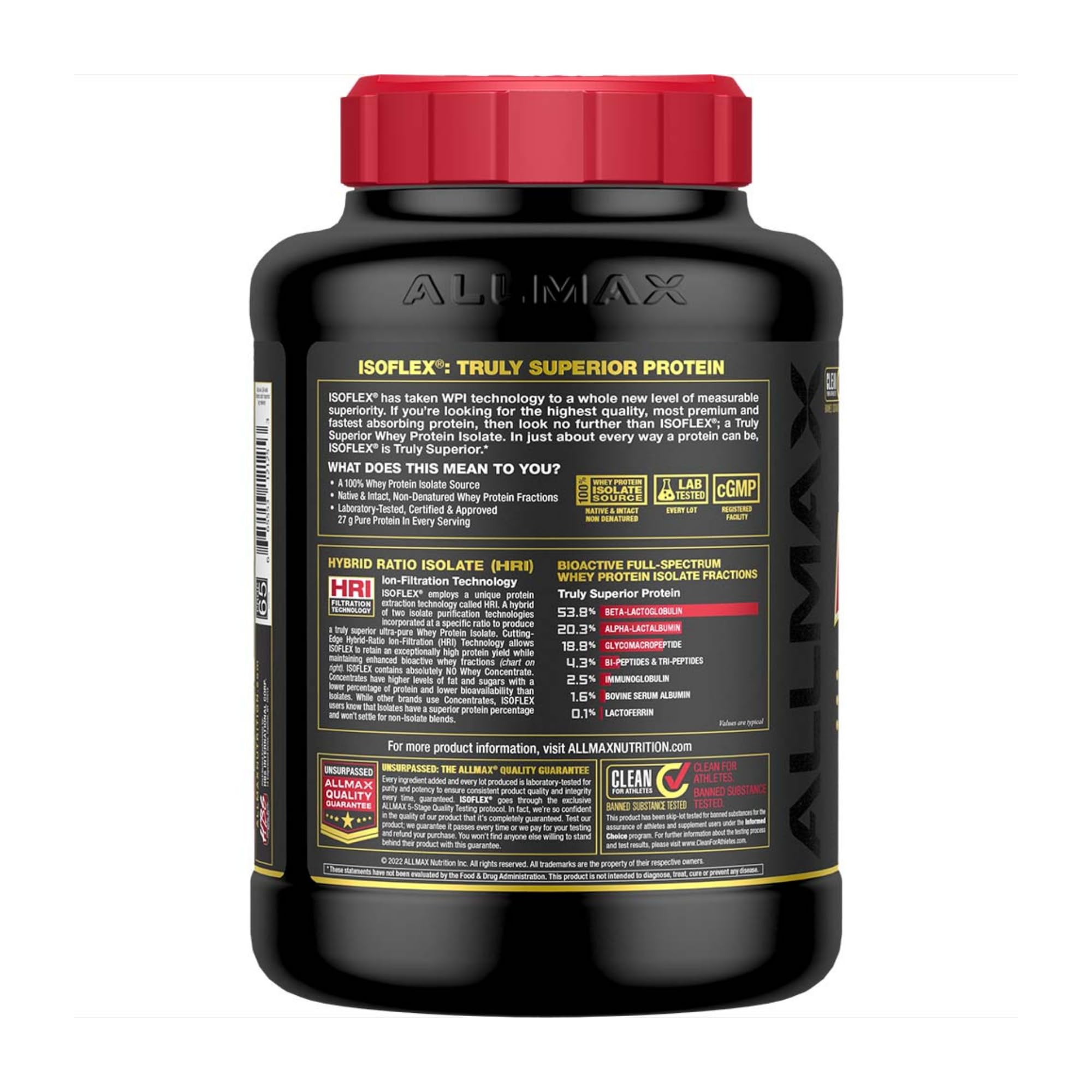 ALLMAX Nutrition ISOFLEX Whey Protein Isolate Powder - 27g Protein per Serving, 5lb Vanilla Flavor for Muscle Recovery & Post-Workout - Ideal for Gym, Fitness & Bodybuilding