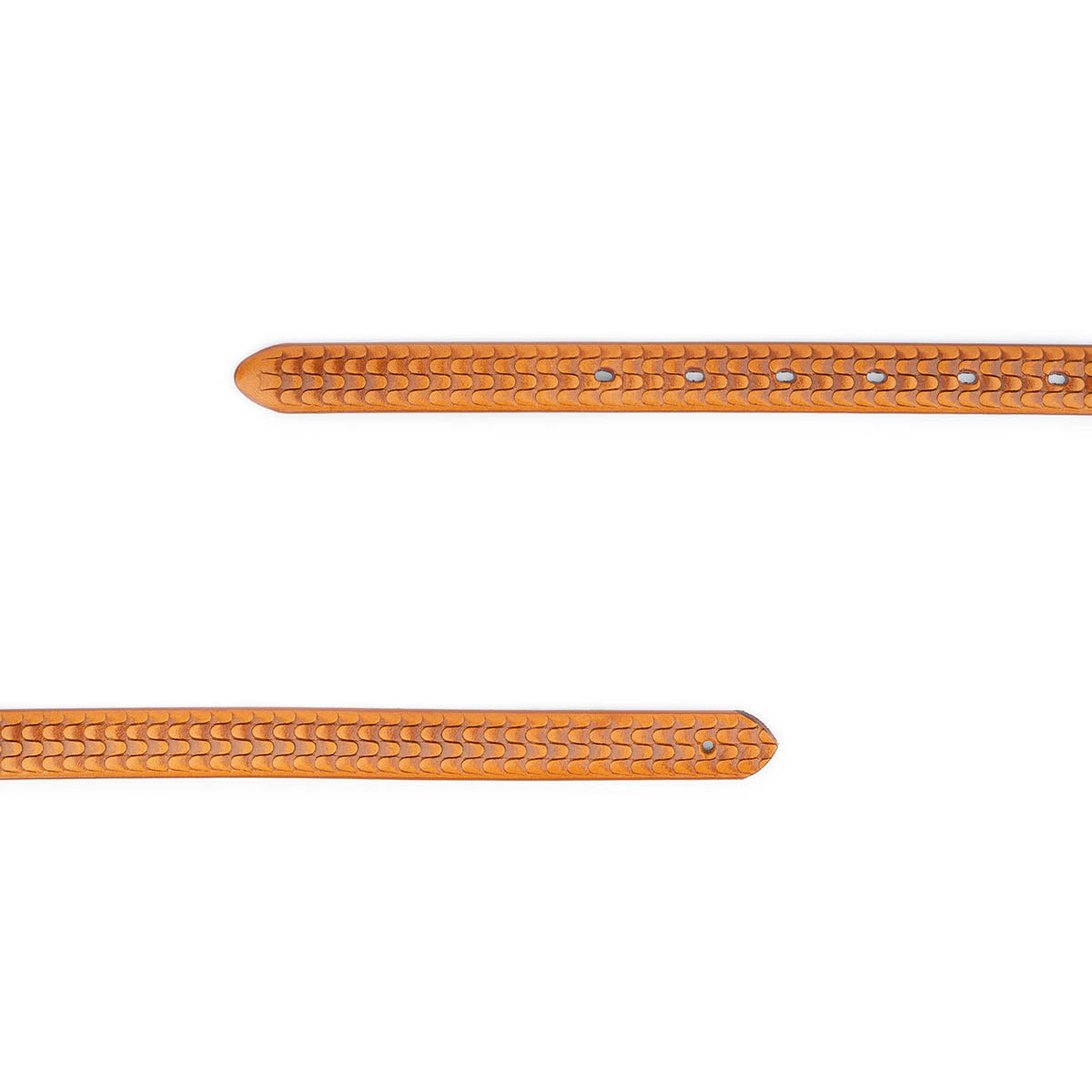 Premium Light Brown Embossed Leather Belt for Men - Thin Strap with Pre-Made Holes - Compatible with Montblanc Buckles - Perfect for Business, Casual & Formal Wear