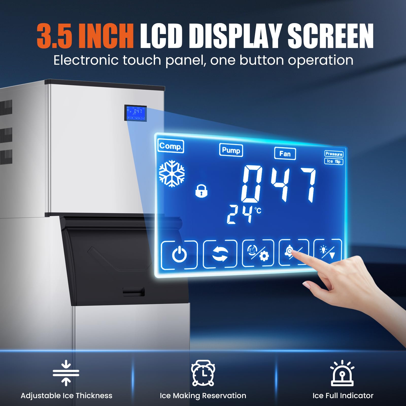 350Lbs/24H Commercial Ice Maker Machine with Pro Compressor & ETL Approval - 250Lbs Storage Bin, 700W Auto Self-Cleaning, Stainless Steel Industrial Ice Machine for Bars, Cafes, Restaurants & Businesses - Perfect for High-Volume Beverage Service and Food Preservation
