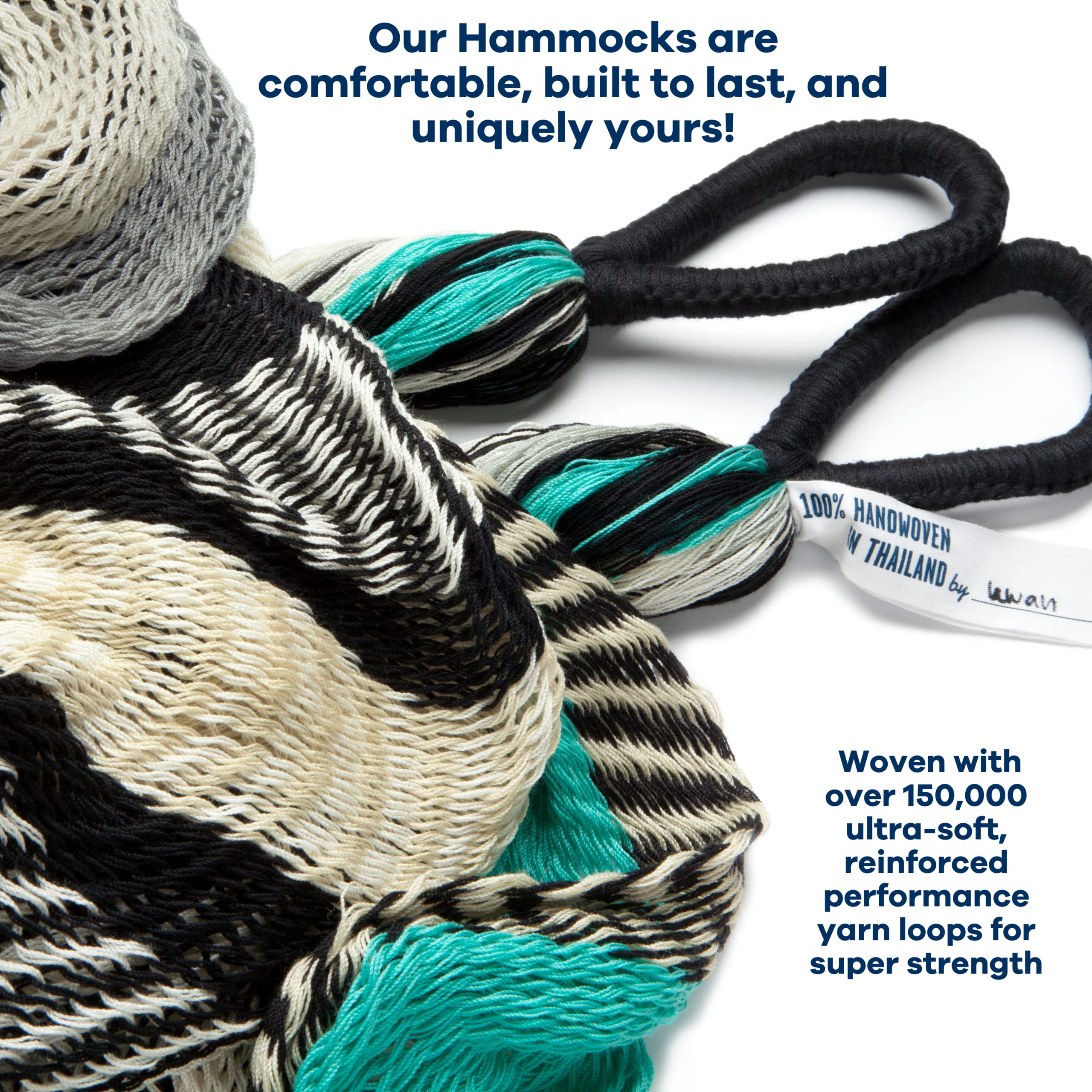 Yellow Leaf Hammocks Handwoven Hanging Chair - 330lb Weight Capacity, Ultra Soft & Weatherproof - Perfect for Indoor/Outdoor Relaxation in Turquoise, Black or White - Ideal for Patio, Garden, Balcony & Bedroom Lounging