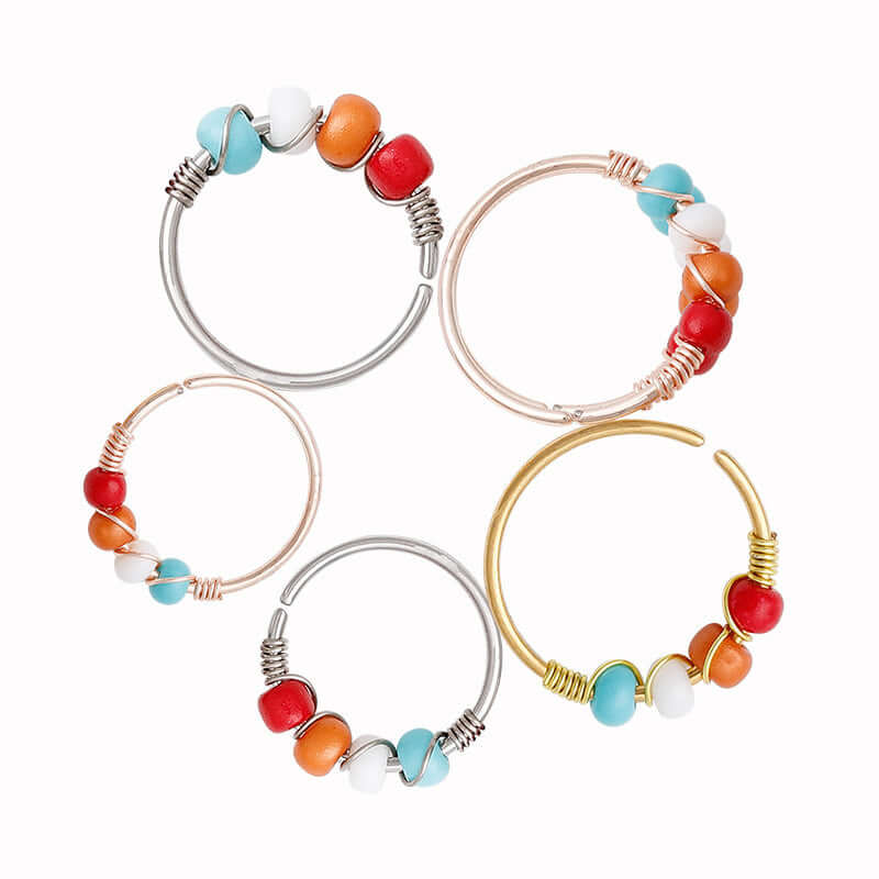 Colorful Bead Nose Rings for Women - Stainless Steel Nose Hoop Piercing Jewelry | Perfect for Parties, Festivals & Everyday Wear