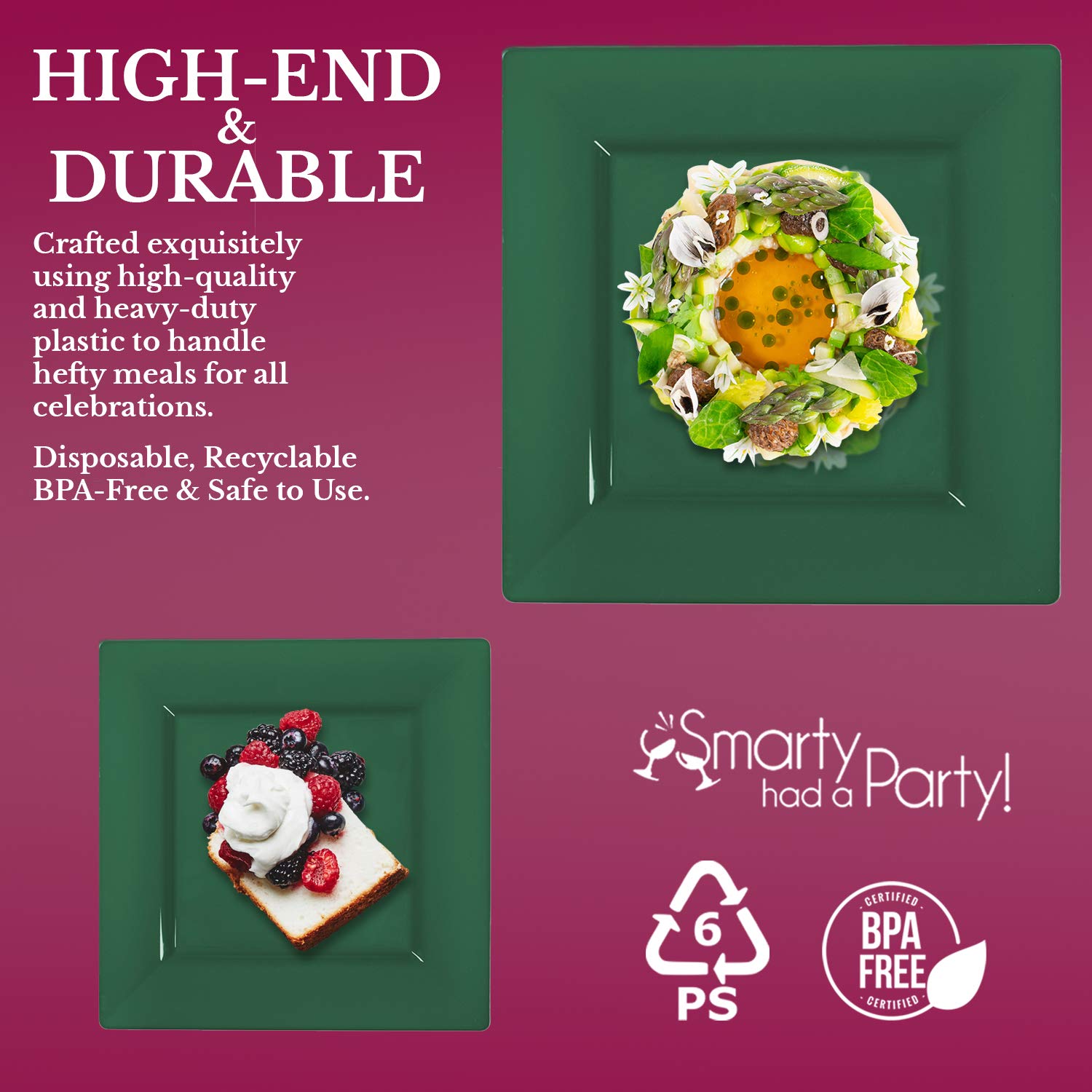 Heavy Duty Disposable Plastic Plates - 9.5