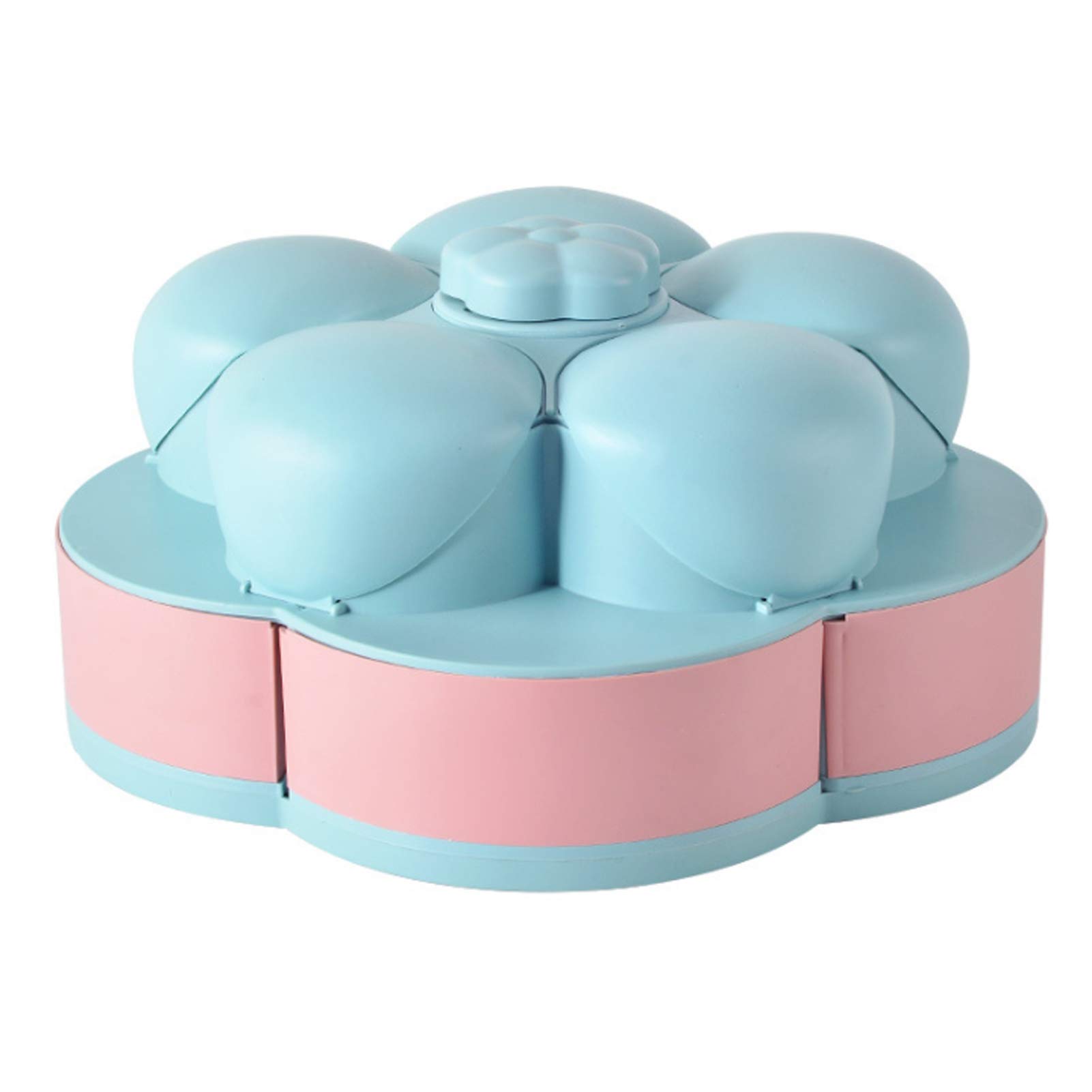 Zhouye Rotating Candy Box - Double-Layer Snack Organizer with 10 Petal-Shaped Compartments | Perfect for Home, Parties & Candy Storage | Durable Plastic Candy Dish for Chocolates, Nuts & Treats