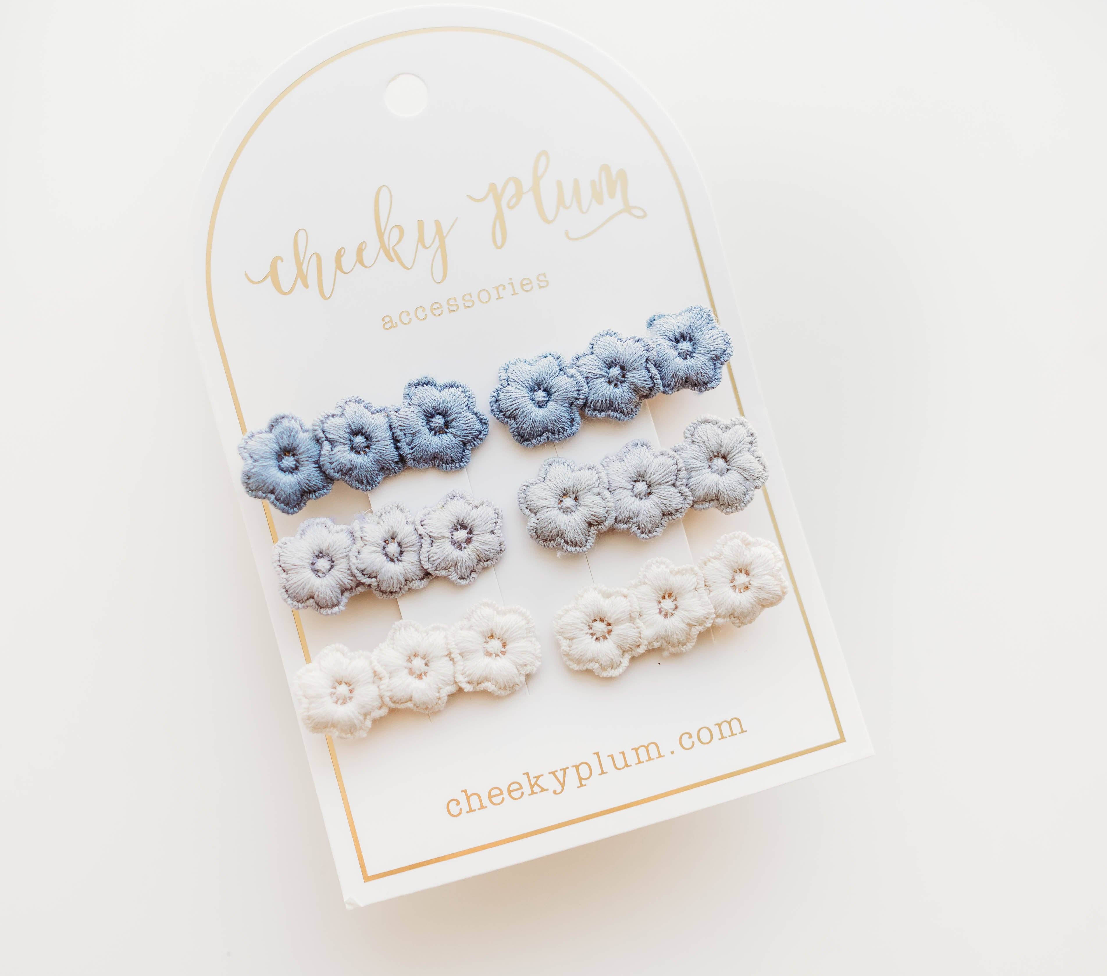 Blue Ombre Embroidery Hair Clip Set - Handmade Floral Hair Accessories for Women & Girls - Perfect for Weddings, Parties & Everyday Styling