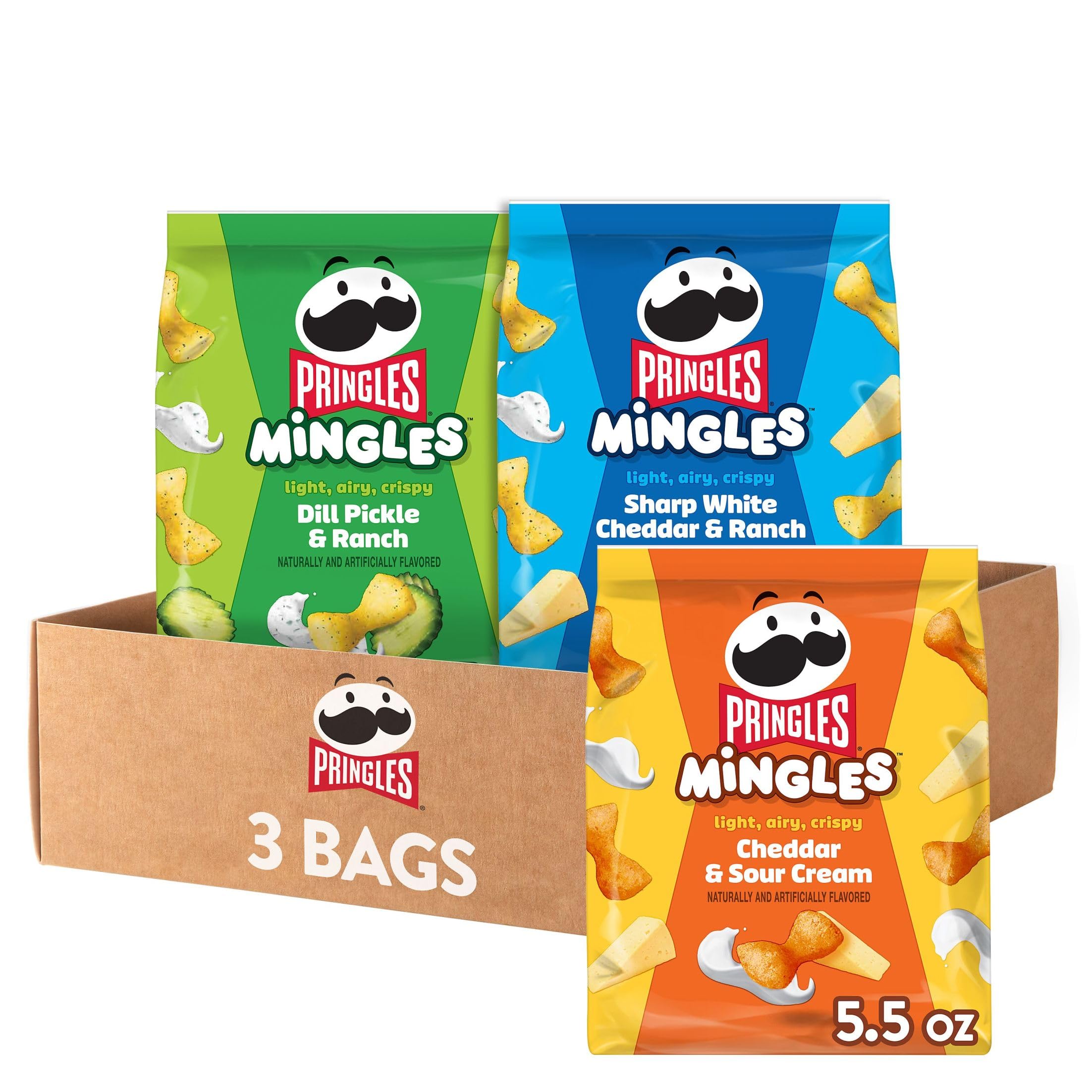 **Pringles Mingles Puffed Snacks Variety Pack - Cheese Puffs & Salty Snacks (3 Bags) - Perfect for Parties, Movie Nights & On-the-Go Snacking**