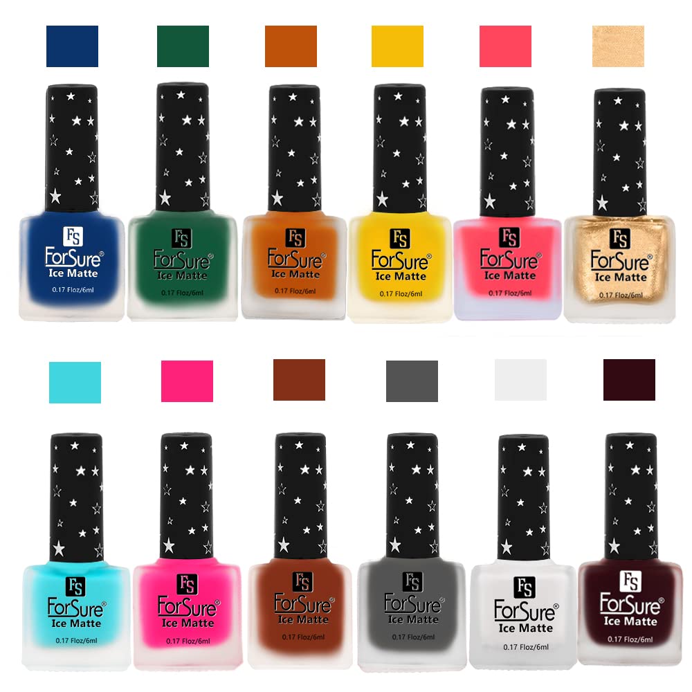 ForSure® Ice Matte Nail Polish Set - 12 Piece Multicolor Nail Paint Kit with Long Lasting Formula (FSMNP_05) | Perfect for Salon, Home Manicures & Gift Giving