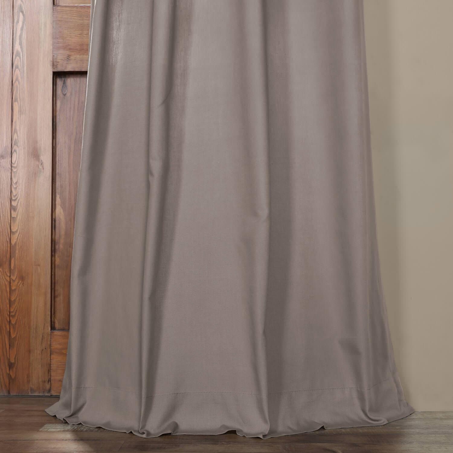 Premium Millstone Grey Grommet Blackout Curtains - 100% Cotton Thermal Insulated Drapes for Living Room & Bedroom - Noise Reducing & Energy Saving Window Treatments for Home Decor