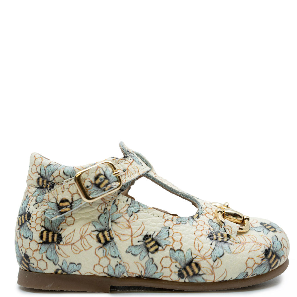 BluBlonc Bee Stamped T-Strap Buckle Baby Shoes - Cute & Comfortable First Walkers for Infants & Toddlers - Perfect for Special Occasions, Photo Shoots & Everyday Wear
