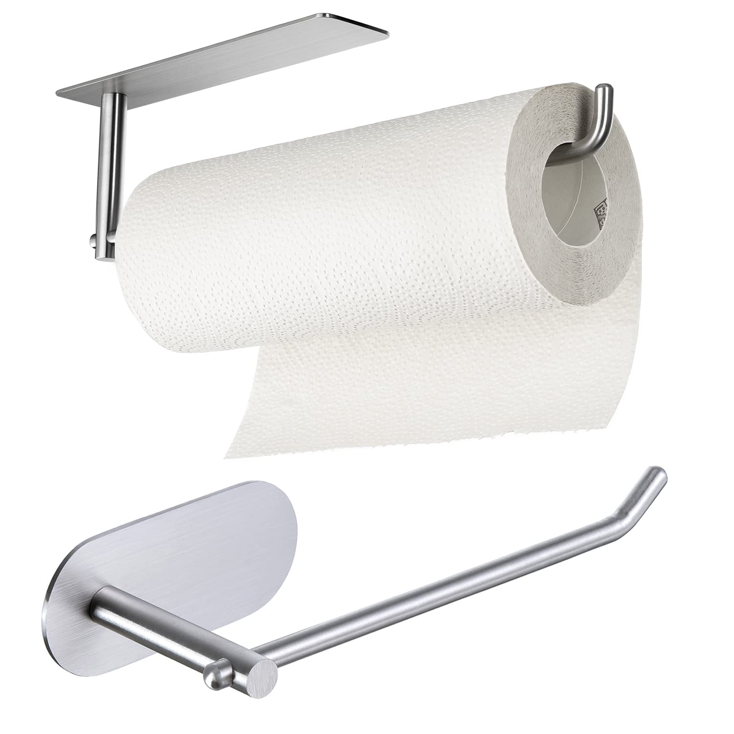 Self-Adhesive Paper Towel Holder - Stainless Steel Wall Mount Towel Dispenser for Kitchen, Bathroom & Office | SUNTECH SUS304 Stick-On Design