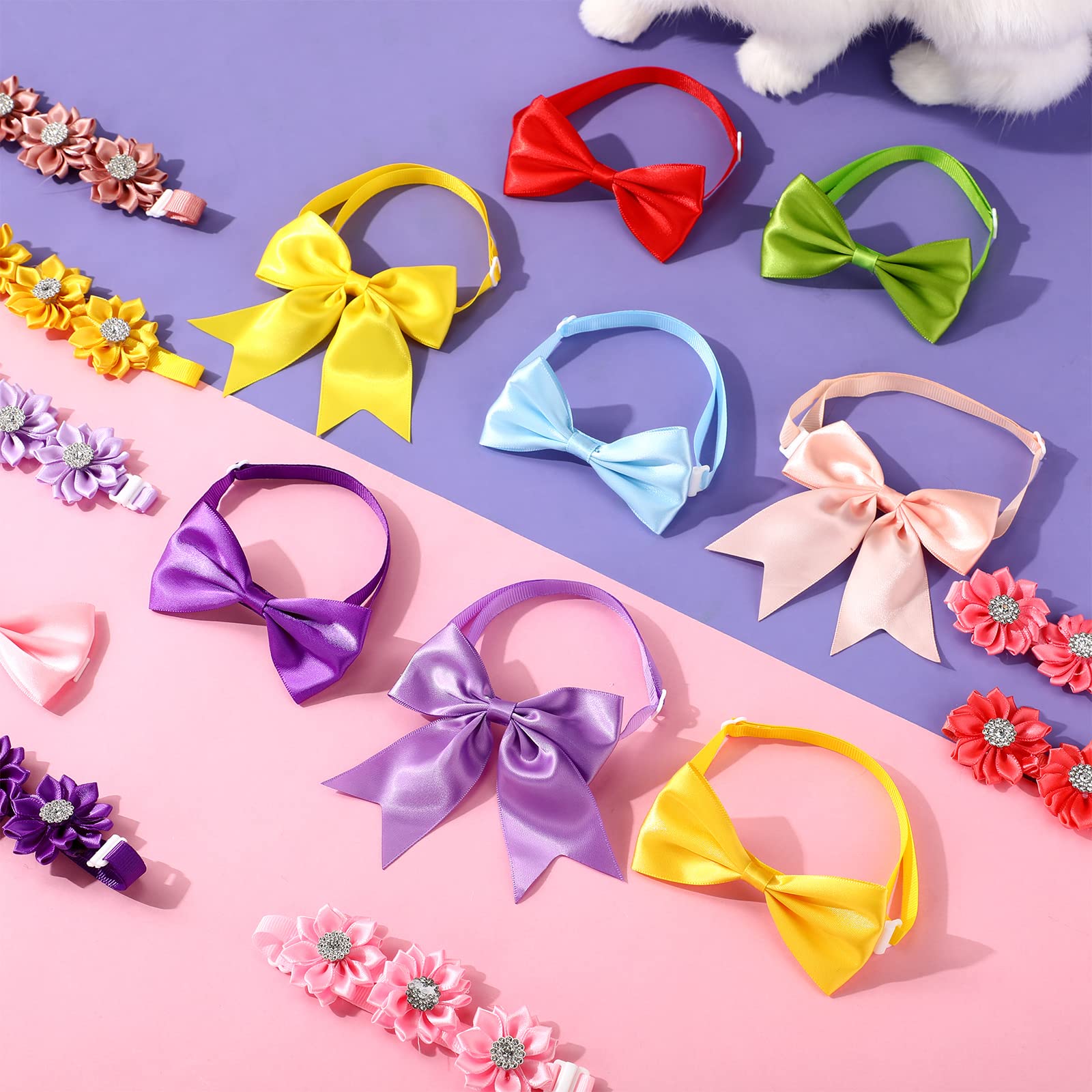 Jexine 60 Pcs Adjustable Dog Bow Ties & Cat Collar Accessories - Premium Pet Grooming Bows for Small & Medium Dogs & Cats - Perfect for Weddings, Birthdays & Parties (Ideal Gift for Pet Lovers)