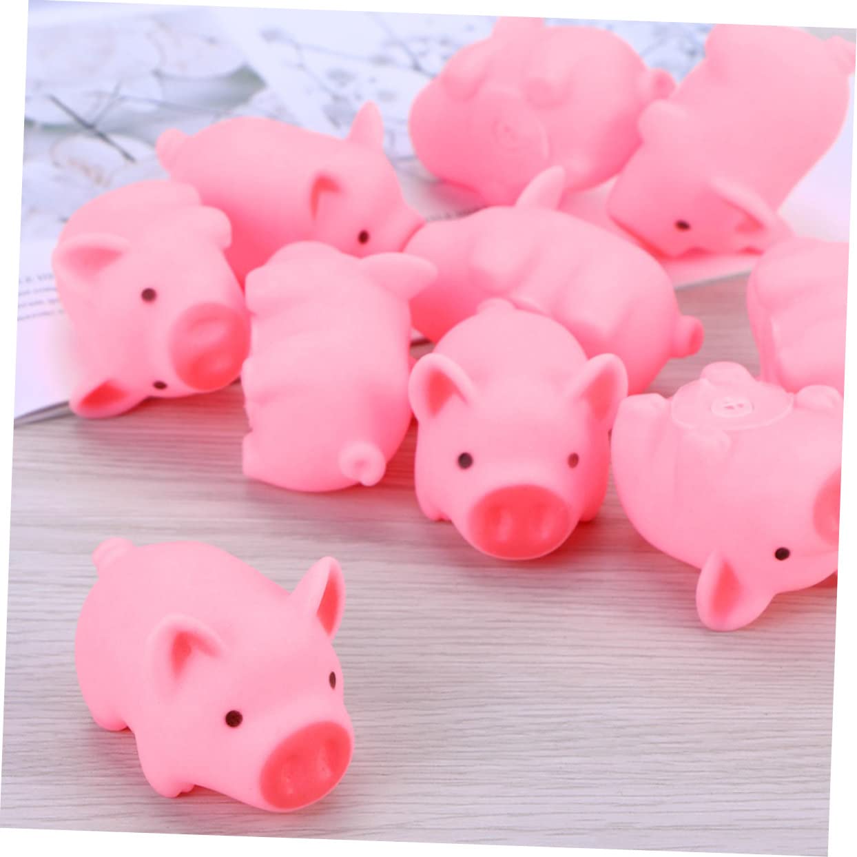 HEMOTON 30 Pcs Squeaky Piggy Bath Toys - Fun Pool Floating Toys for Toddlers & Kids, Plastic Animal Bathtub Play Set for Sensory Water Play & Baby Bath Time