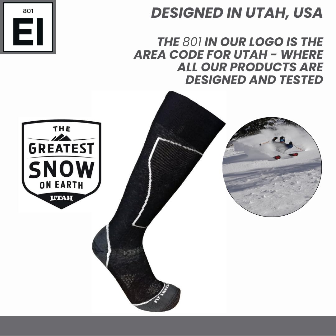 Premium Merino Wool Ski Socks for Men - Thermal Winter Snowboard Socks with Cushioned Arch Support & Breathable Comfort - Perfect for Skiing, Snowboarding & Cold Weather Outdoor Activities