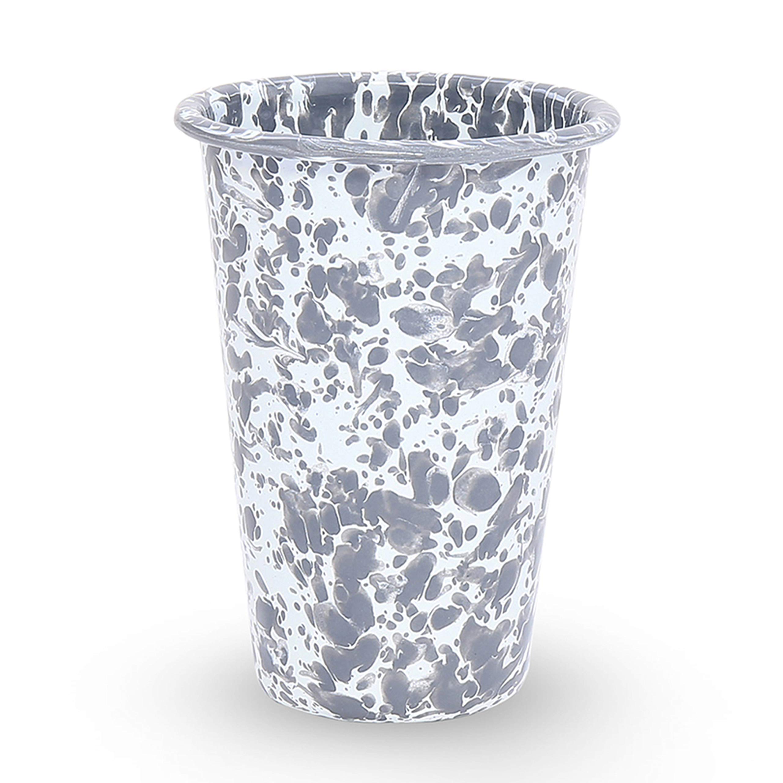 **Crow Canyon Home Enamelware Tumbler Set of 4 – 14 oz Grey & White Splatter Design – Durable Camping, Picnic & Outdoor Drinkware**