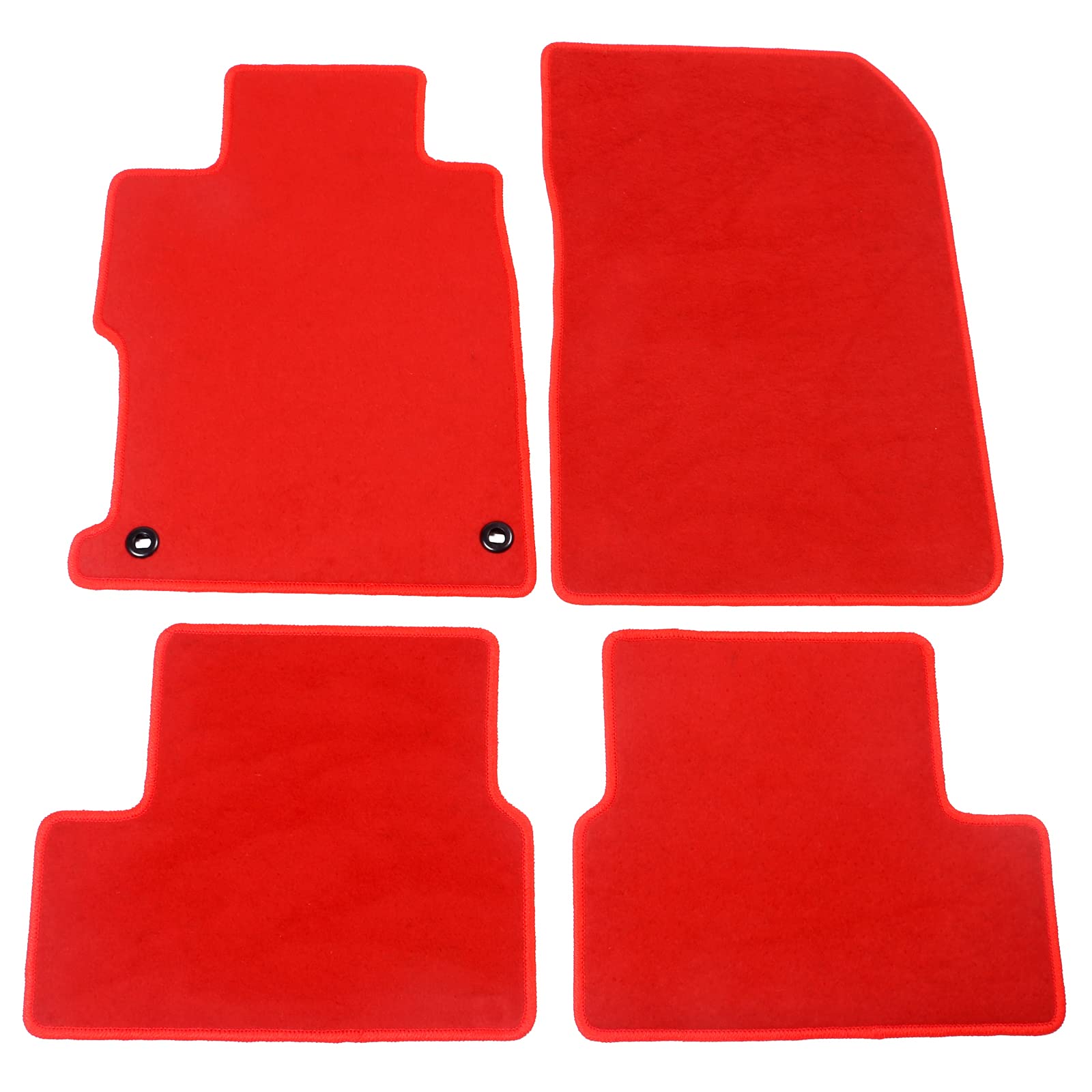 IKON MOTORSPORTS Car Floor Mats for 2012-2015 Honda Civic Coupe - 4-Piece Set of Red Nylon Front & Rear Custom Fit Floor Liners | Perfect Replacement for OEM Carpets | Ideal for Daily Commuting, Road Trips & All-Weather Protection