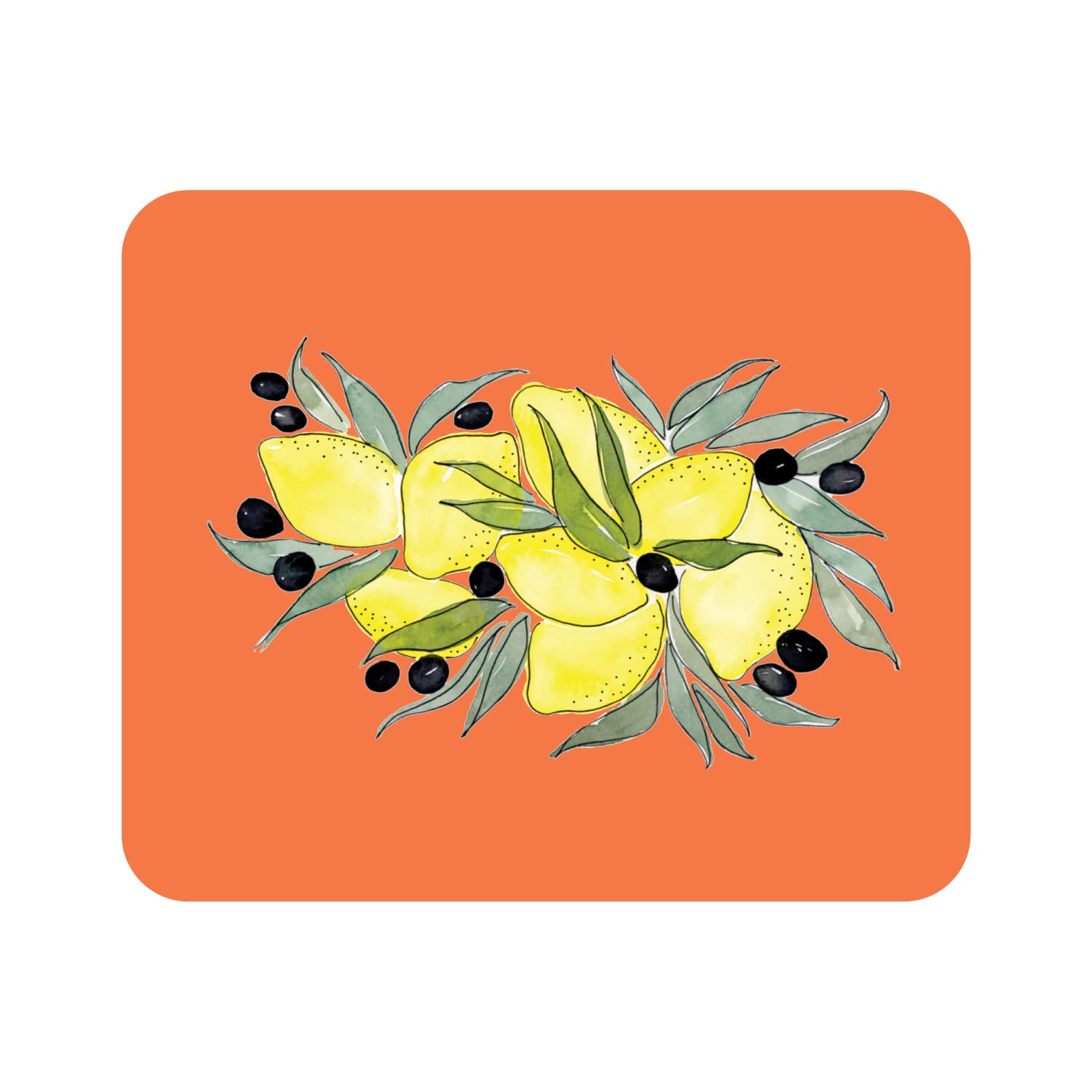 OTM Essentials Fabric Mouse Pad with Lemons & Olives Food Design - Non-Slip Desk Mat for Office, Gaming & Home Workspace
