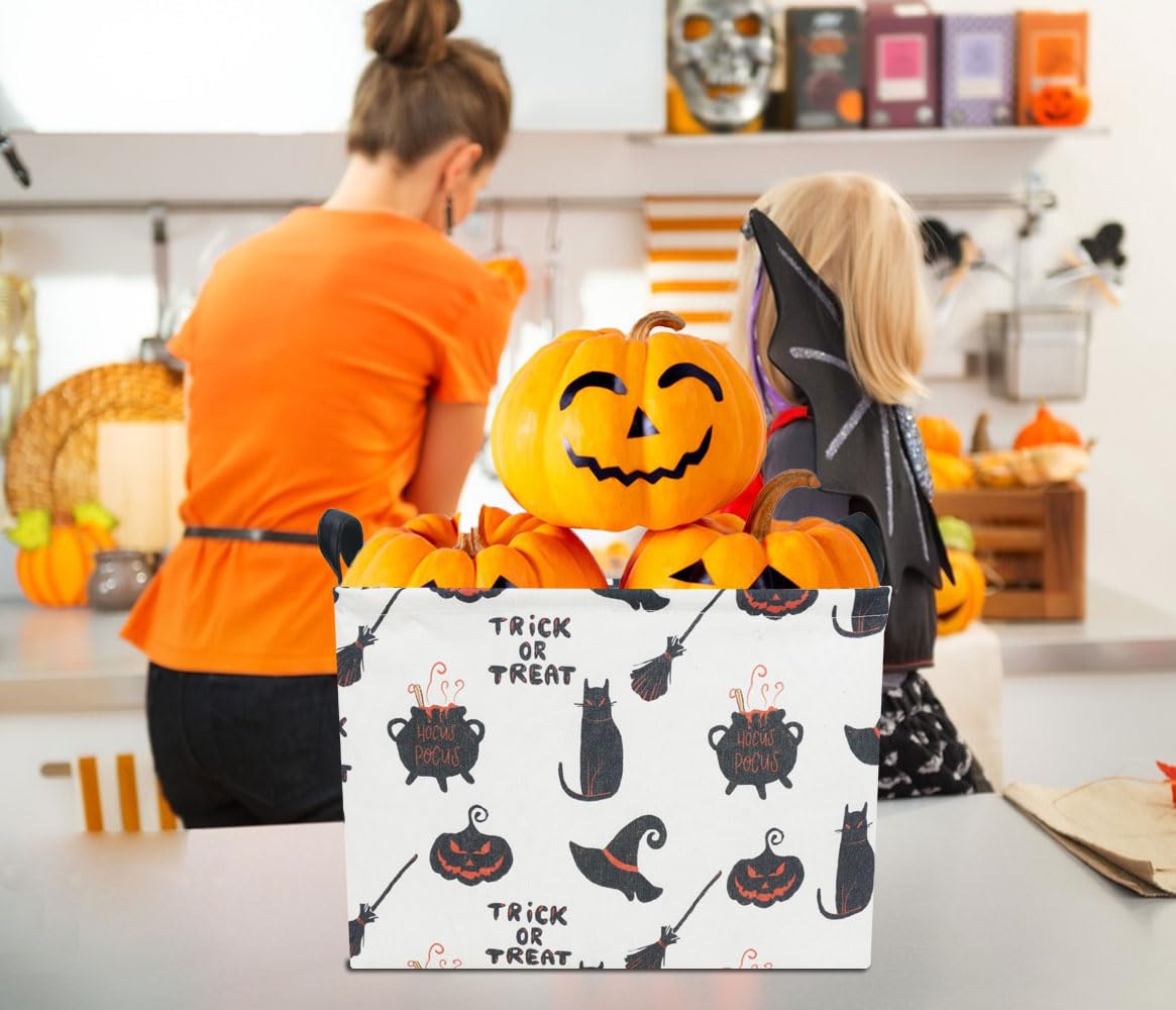 Rectangle Storage Basket with Handles - Collapsible Kids Toy Organizer, Baby Clothes & Book Storage Bin, Halloween Gift Basket (Black) - Perfect for Nursery, Playroom & Home Organization