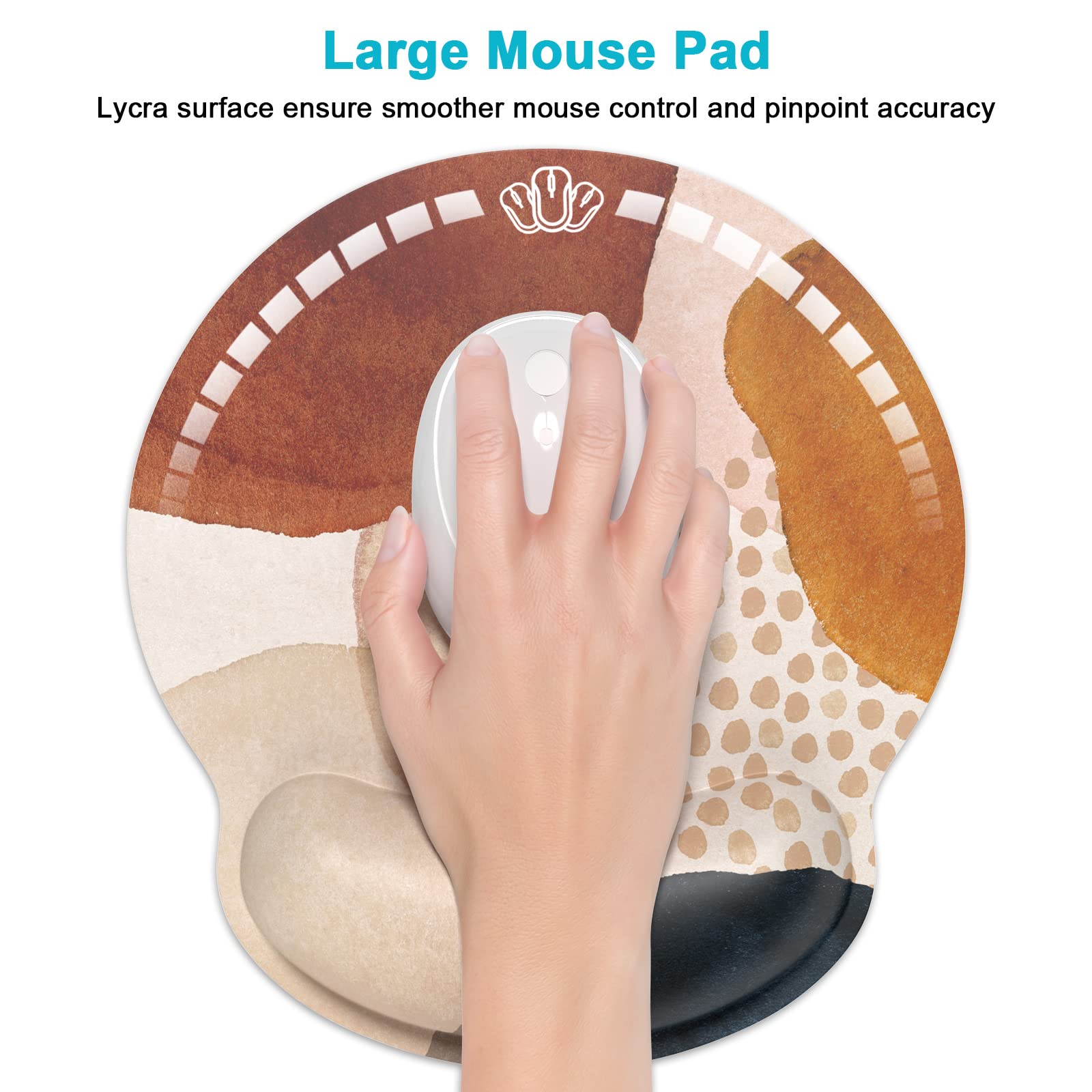 Ergonomic Mouse Pad with Memory Foam Wrist Rest - Comfortable Wireless Mouse Mat for Office & Gaming - Pain Relief Computer Mousepad for Laptop & Desk Work - Abstract Marble Design - Perfect for Long Hours of Typing and Gaming Sessions