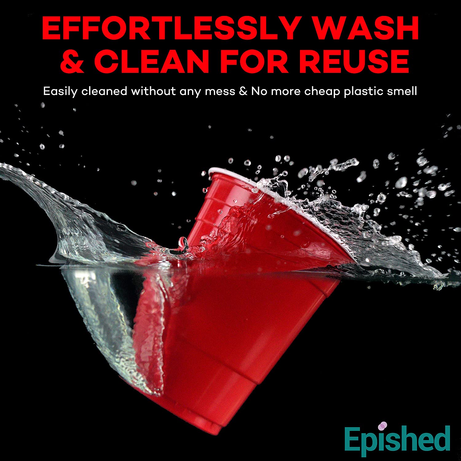 Epished 100-Pack 16 oz Large Red Plastic Cups - Disposable, Recyclable, Odorless & Shatterproof Party Cups for Beer, Cocktails, BBQs, and Outdoor Events - Durable PP Material Drinking Cups for College Parties, Tailgating, and Celebrations