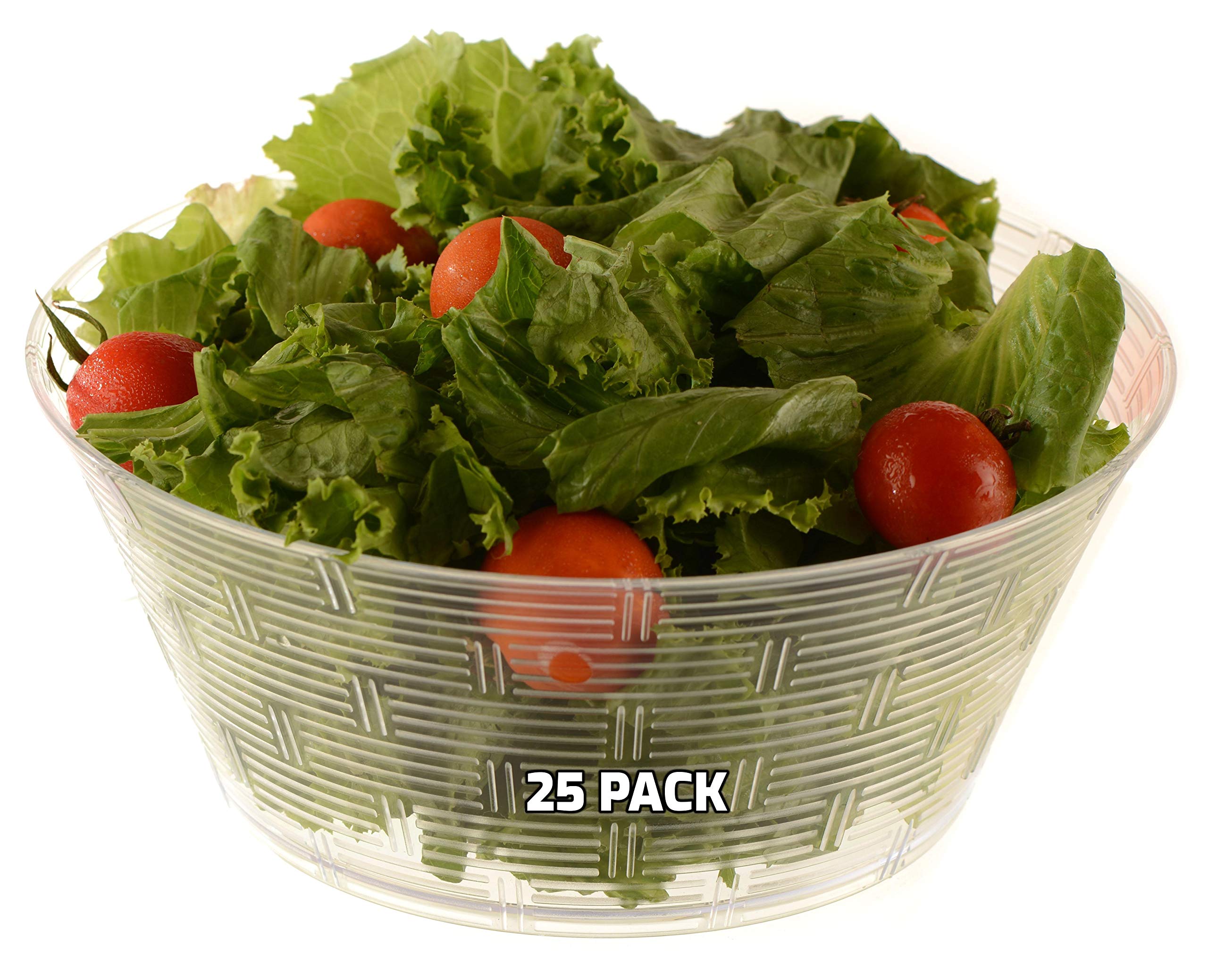 25 Pack Reusable Clear Plastic Bowls - Durable Hard Plastic Dessert Bowls with Basket Weave Design - Perfect for Weddings, Catering, Ice Cream, Parties & Home Use - Great for Serving Snacks, Salads, and Desserts at Events