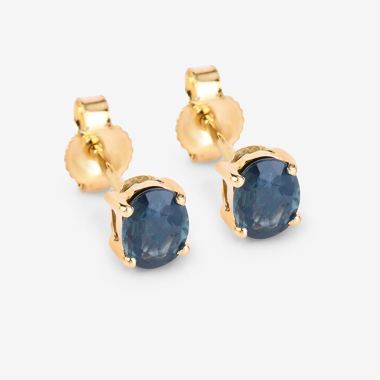 10K Gold Blue Sapphire Oval Earrings for Women - Genuine Gemstone Jewelry Gift for Birthday, Anniversary & Special Occasions