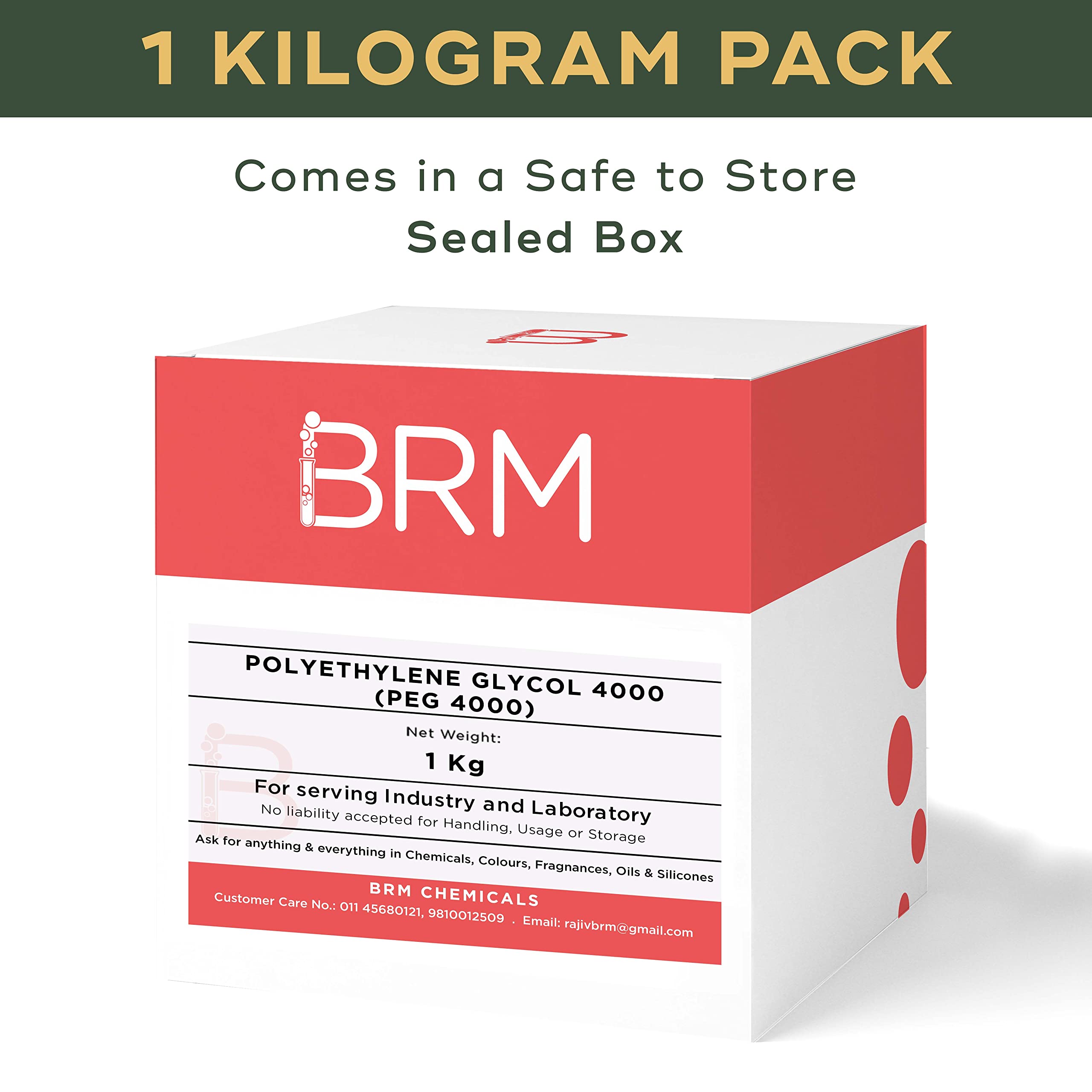 BRM Chemicals Polyethylene Glycol 4000 (PEG 4000) 1KG - Premium Ingredient for Soap Making, Shampoo, Cosmetics, Serum, Moisturizer & Lotion | DIY Personal Care for Face, Hair, Skin & Body | Ideal for Beauty Formulations & Homemade Skincare Products