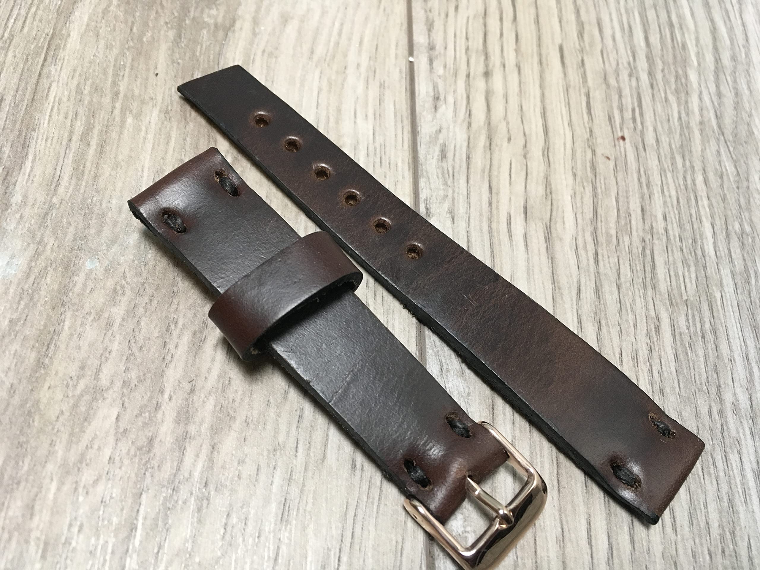 Premium Horween Leather Watch Band - 16mm Chromexcel Brown & Ink Blue Strap for Men | Durable Replacement Watch Strap for Apple Watch, Garmin, Samsung & More | Perfect for Business, Casual & Outdoor Activities