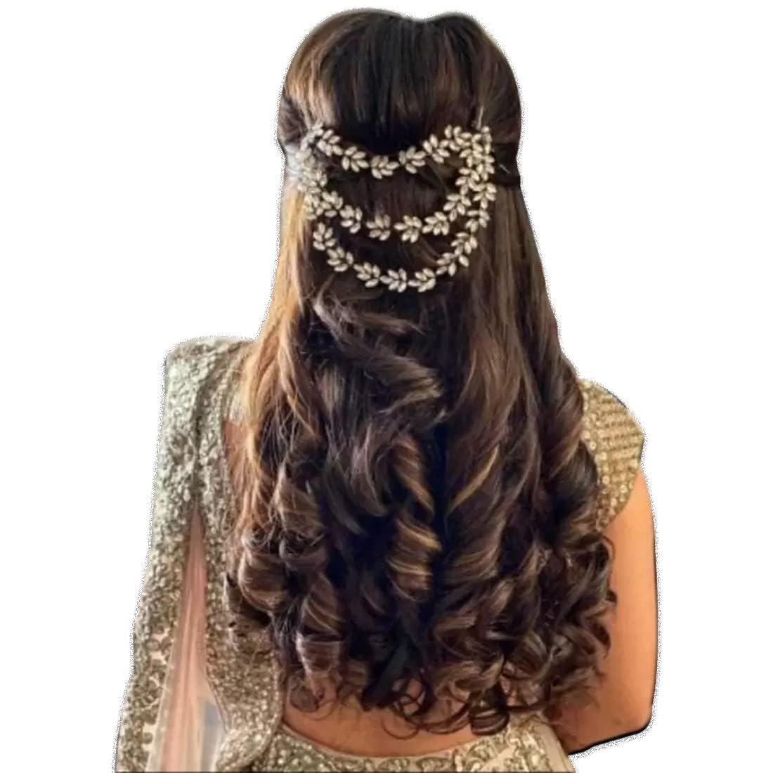 Rose Petals® Golden Wedding Hair Accessories - Bridal Hair Pins, Juda Pins & Hair Chains for Women & Girls - Perfect for Weddings, Prom & Special Occasions