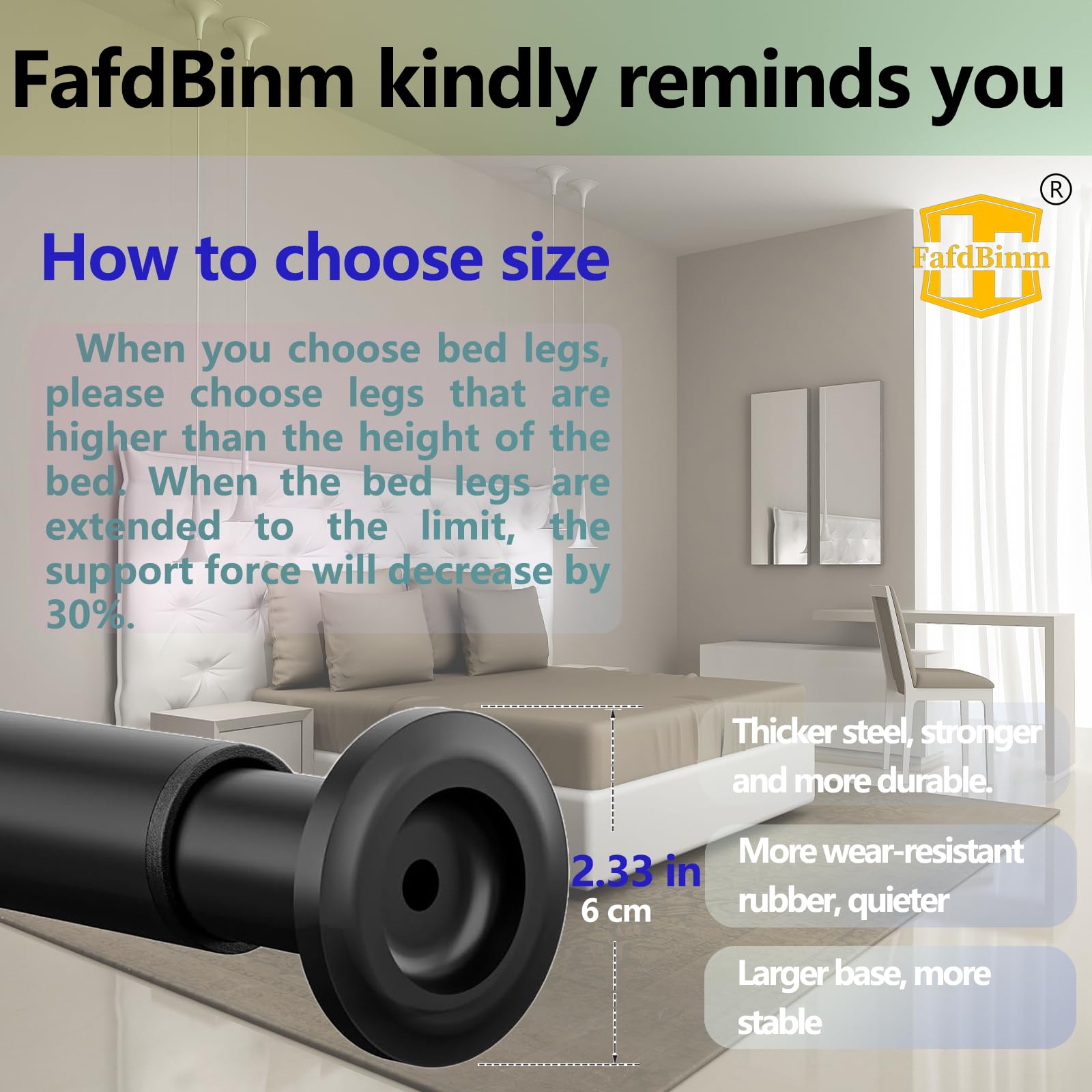 Adjustable Bed Support Legs 6-9.5 Inch 4-Pack - Heavy Duty Metal Risers for Frames, Box Springs, Platform Beds & Slats - Easy Installation Black - Perfect for Bedroom Furniture Support & Mattress Elevation