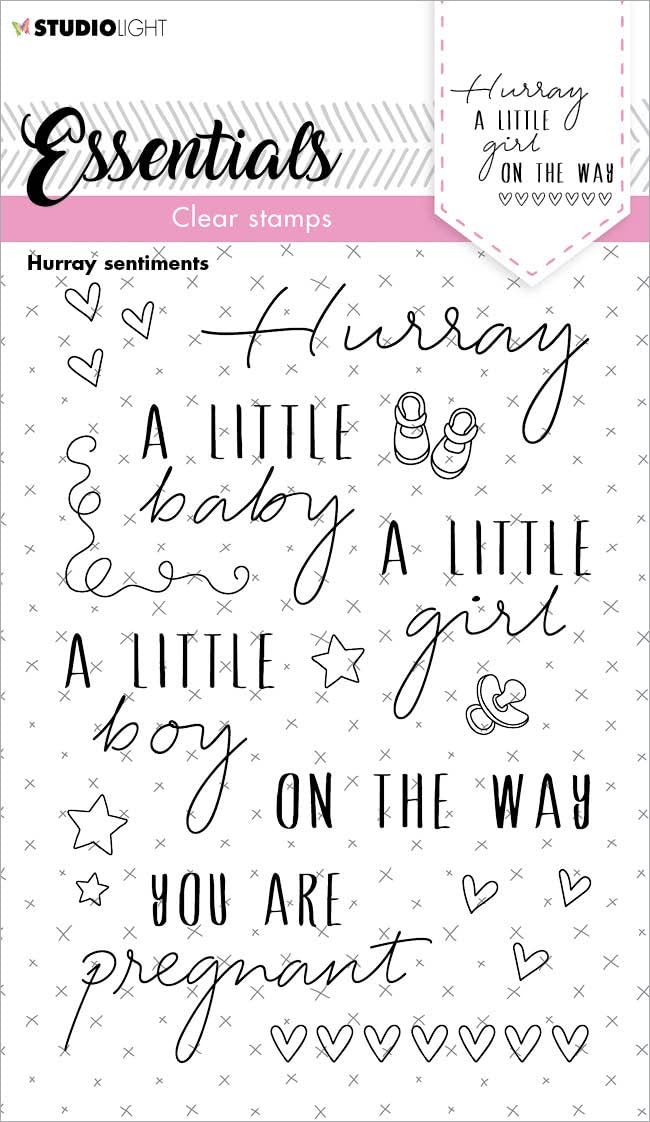 STUDIO LIGHT Essentials Stamp Set No. 172 - Hurray Sentiments for Card Making, Scrapbooking & DIY Crafts | Perfect for Greeting Cards, Journals & Paper Projects