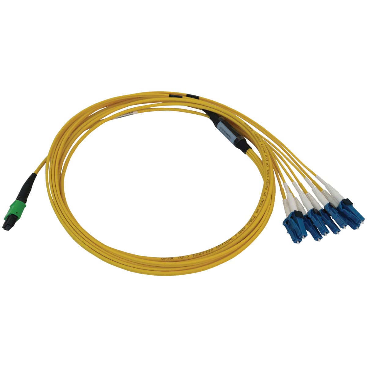 Tripp Lite Single Mode Fiber Patch Cable - 9/125 OS2 MPO to 4X LC Duplex (F/M APC-UPC) - 8 Fiber Yellow LSZH Jacket - 3M/9.8ft - Lifetime Warranty (N390X-03M-8L-AP) - Perfect for Data Centers, Server Rooms & High-Speed Network Connections