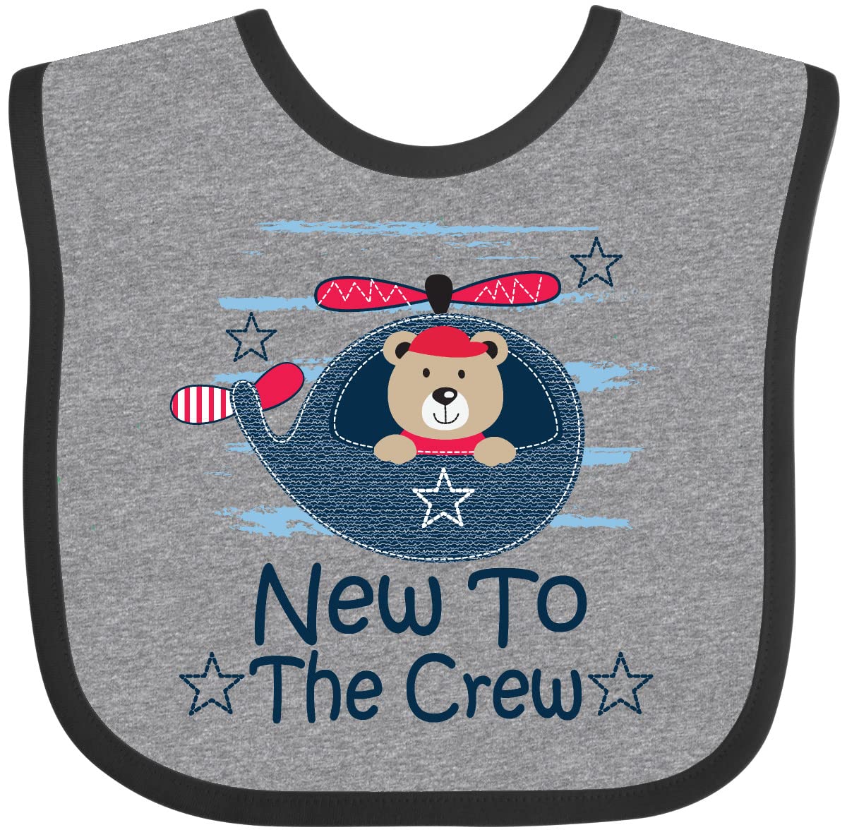 Inktastic New To The Crew Baby Boy Bib - Soft & Absorbent Cotton Drool Bib for Newborns & Infants - Perfect for Feeding, Teething & Everyday Use