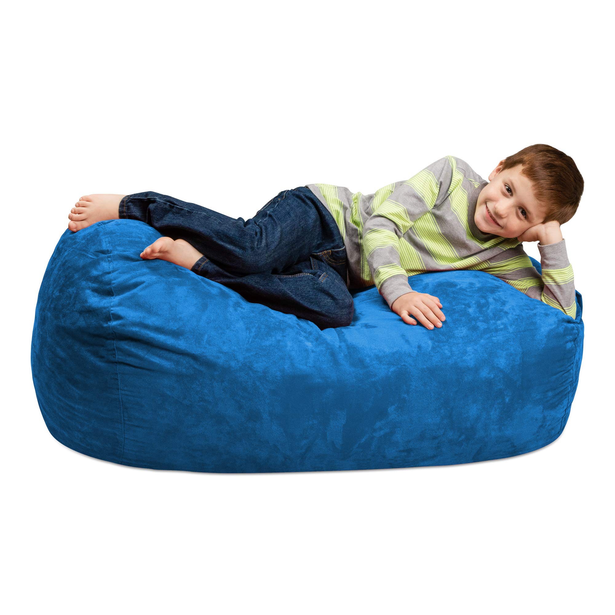 Chill Sack Kids Memory Foam Bean Bag Chair - Ultra Soft Royal Blue Lounger for Boys & Girls - Perfect for Bedroom, Playroom & Game Room Relaxation